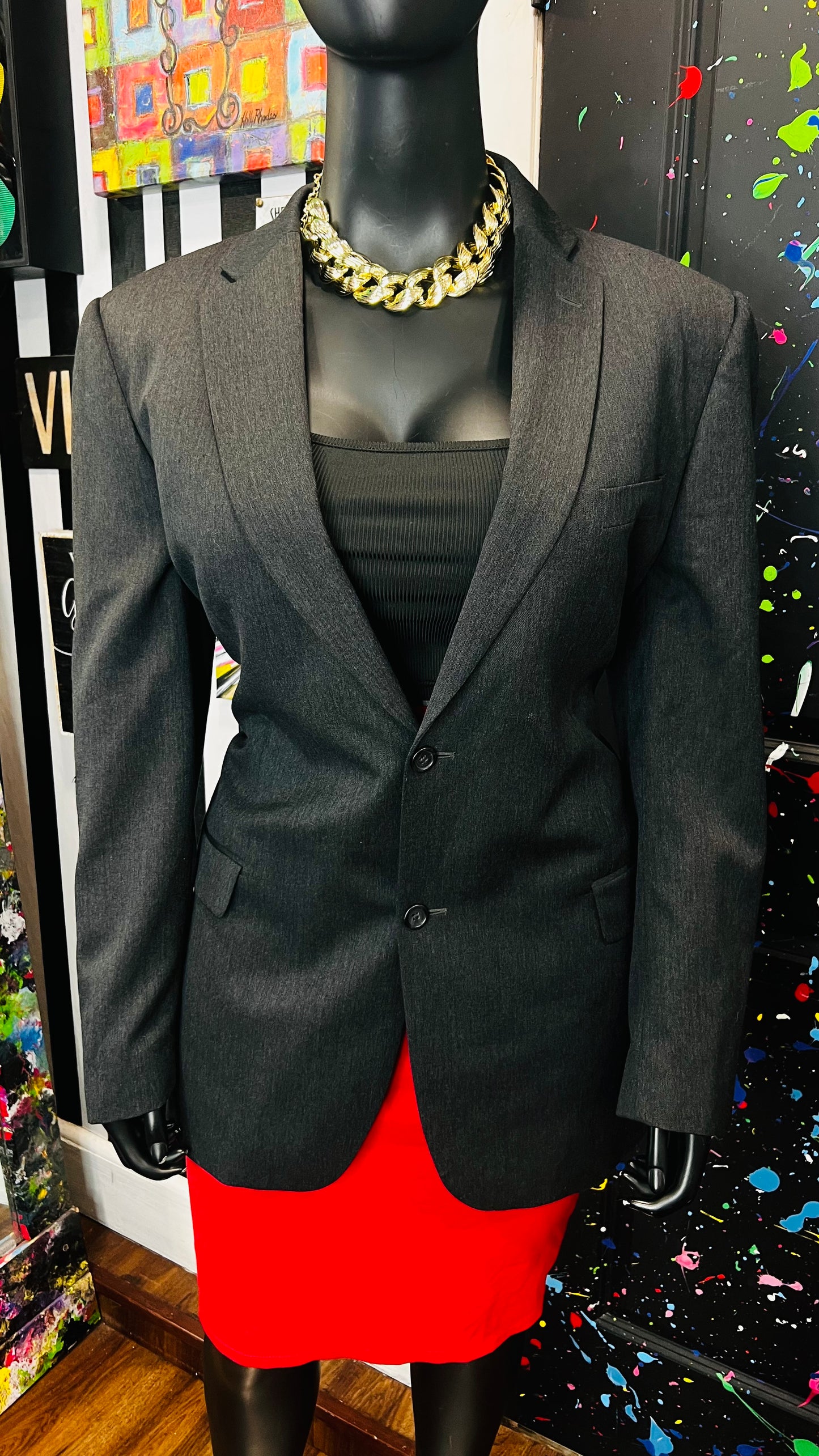 Vintage Dark Grey Blazer (18)