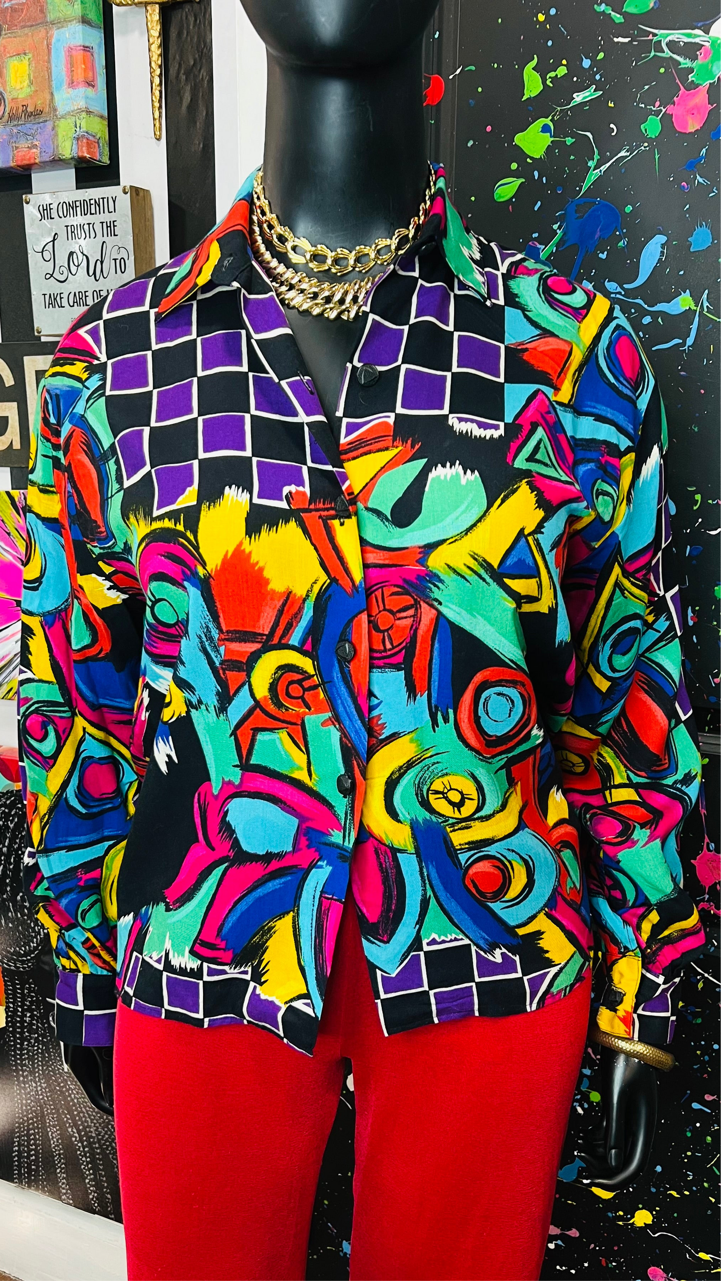 Vintage Abstract 80’s Blouse (14/16)