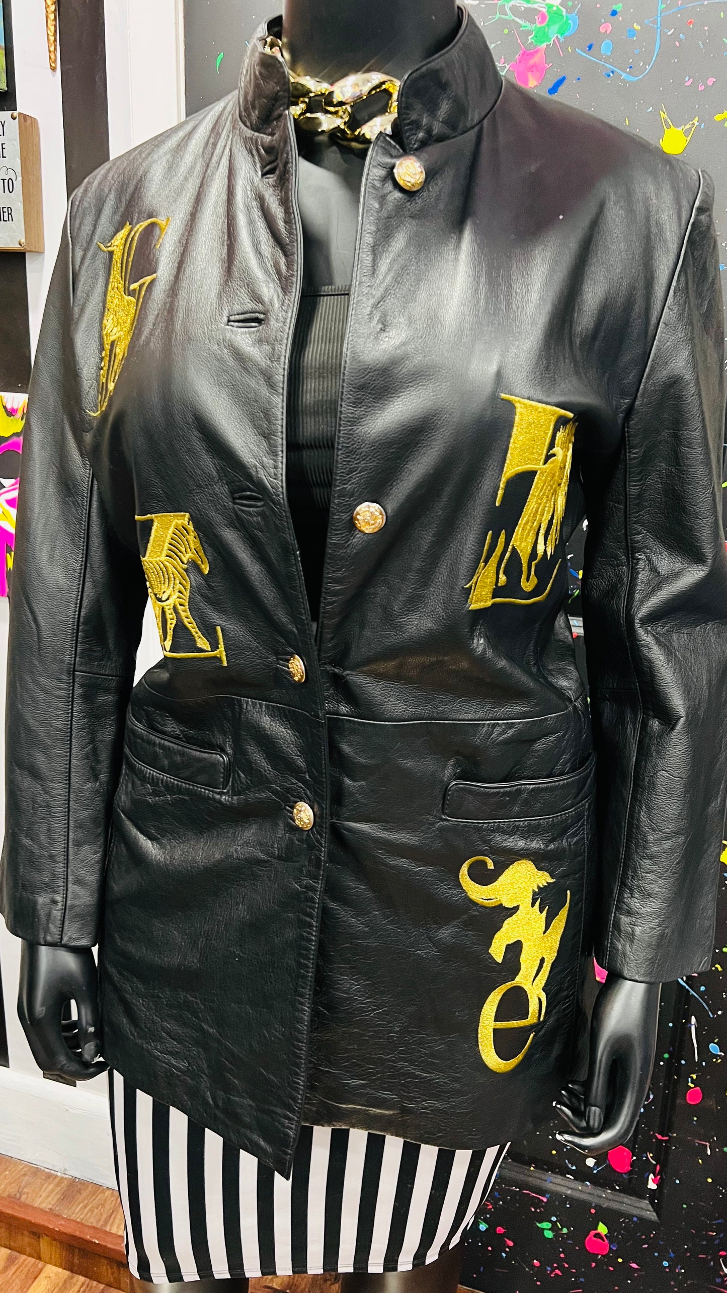 Vintage Genuine Leather Animal & Letter Jacket (14)