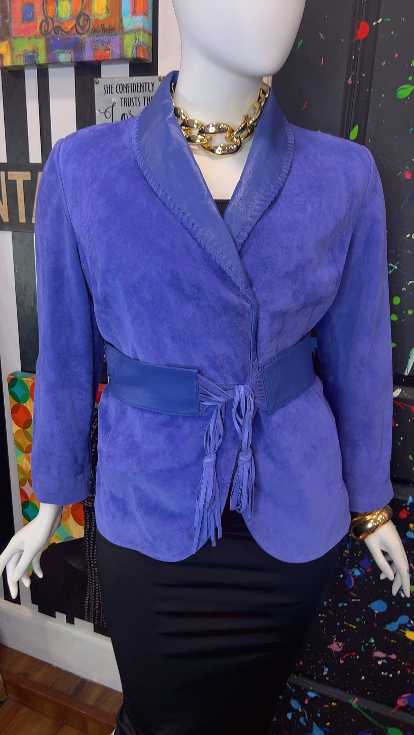 Vintage Suede Leather Jacket with Belt (18)