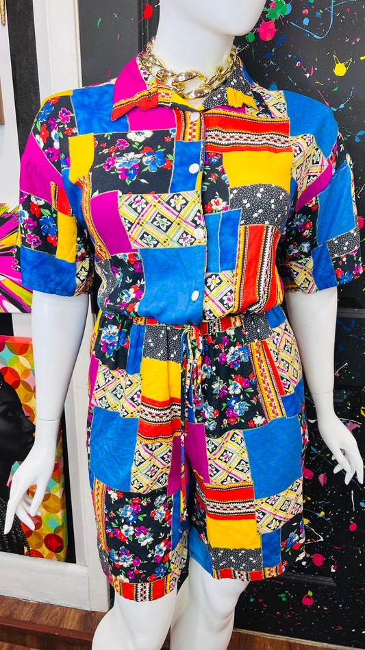 Vintage Patchwork Rayon Romper (16/18)