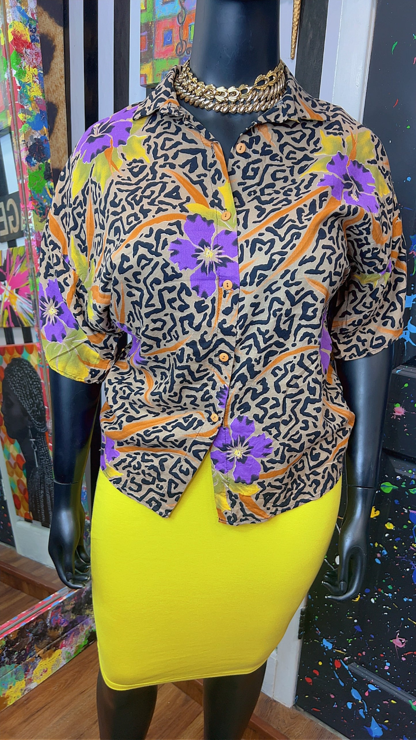 Vintage Rayon Tropical Blouse (14)