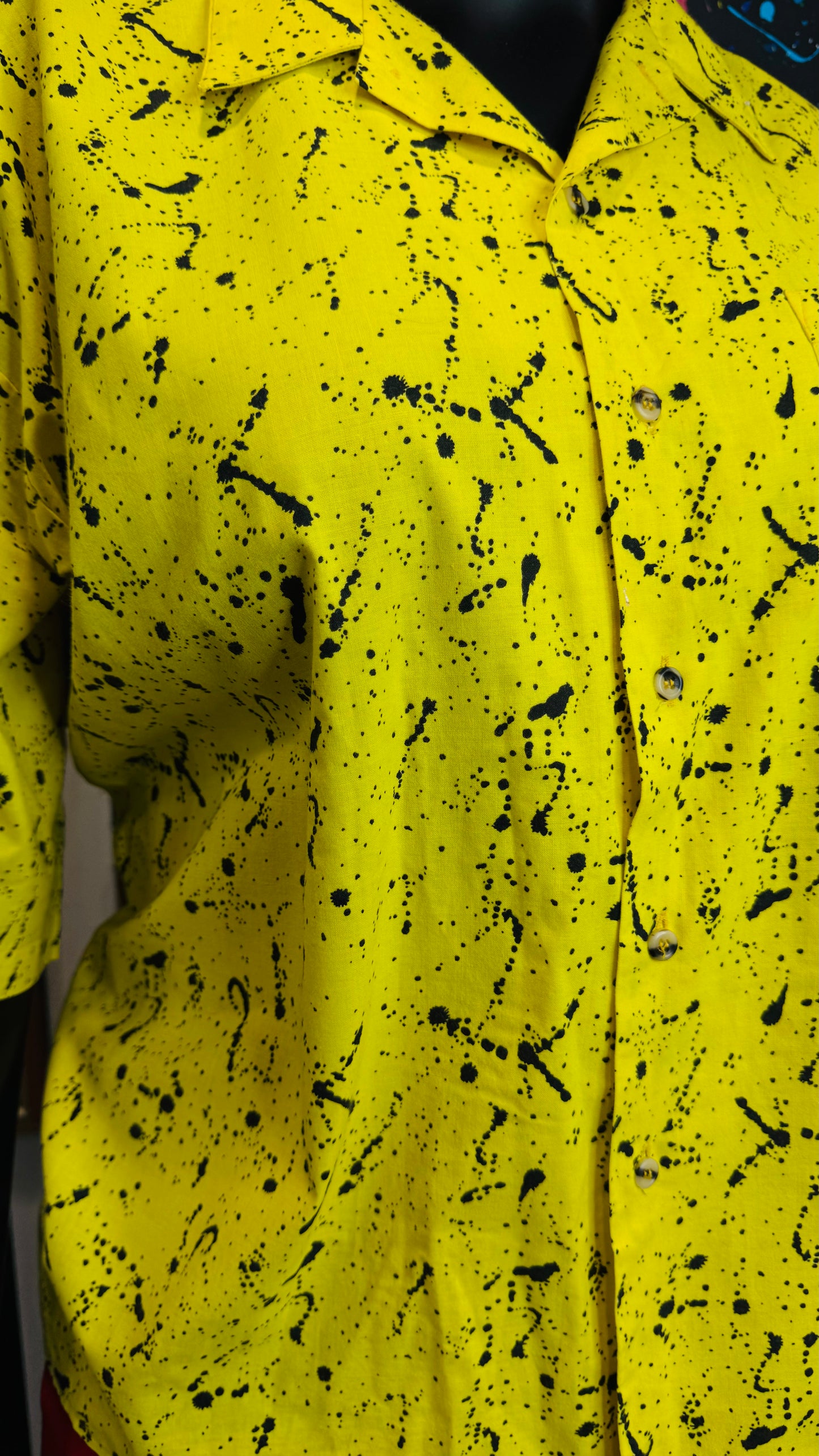 Yellow & Black Paint Splatter Blouse - Cotton (22) *KC