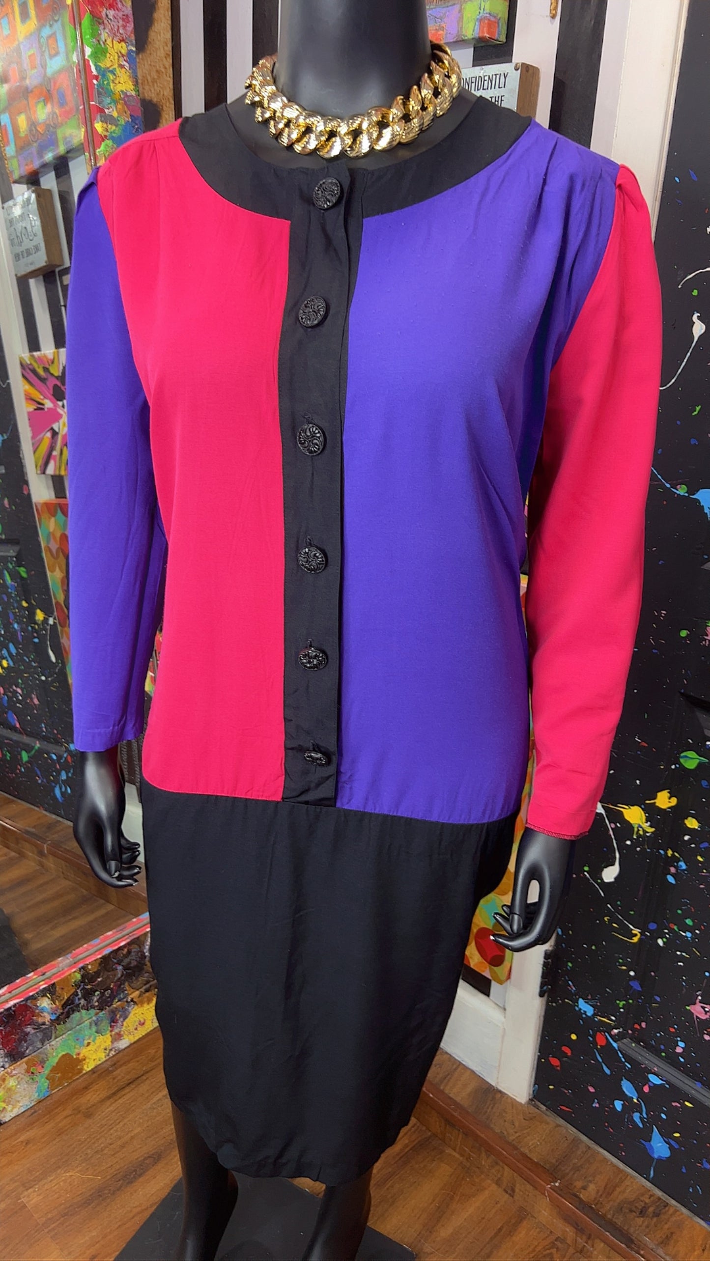 Vintage Color Block Dress (24)