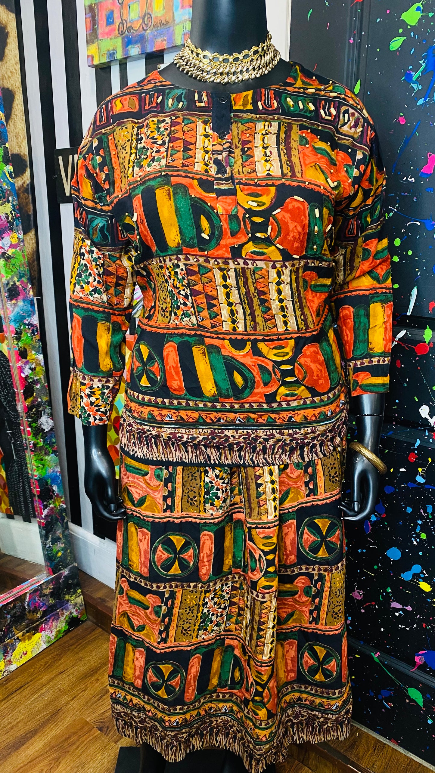 Vintage Rayon African Skirt Set (18)