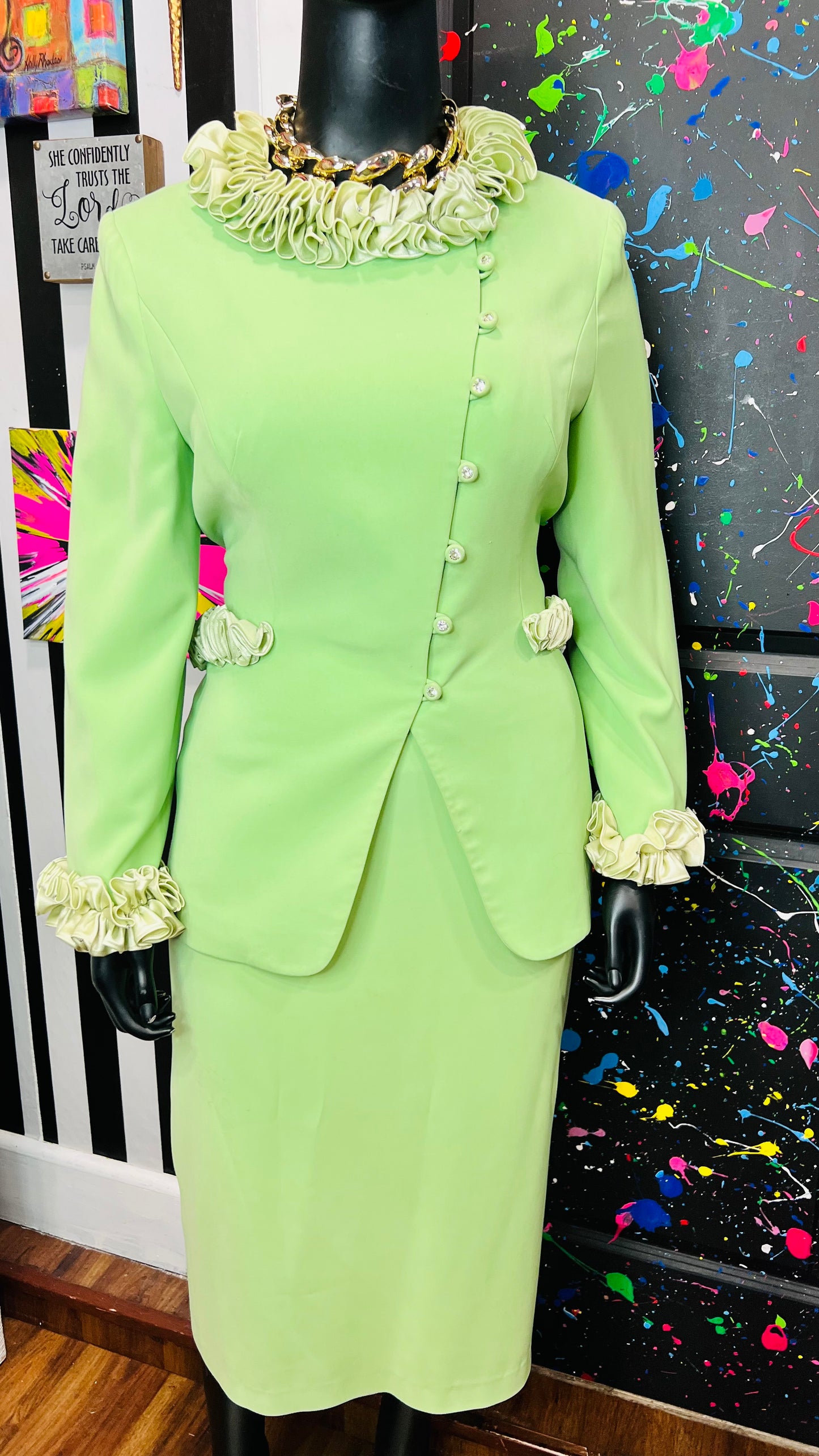 Vintage Mint Luxury Skirt Suit (16)