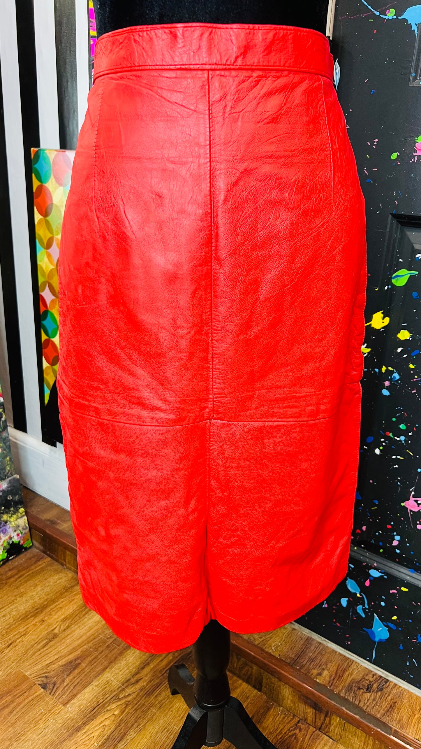 Vintage Red Leather Skirt (16)