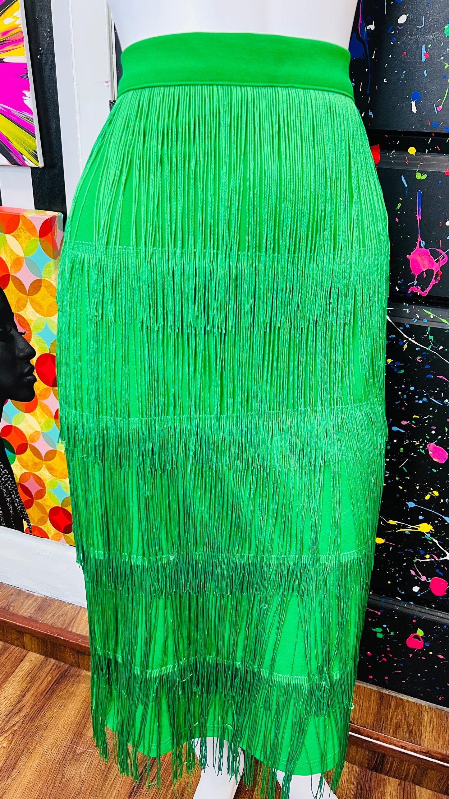 Green Fringe Skirt (14)