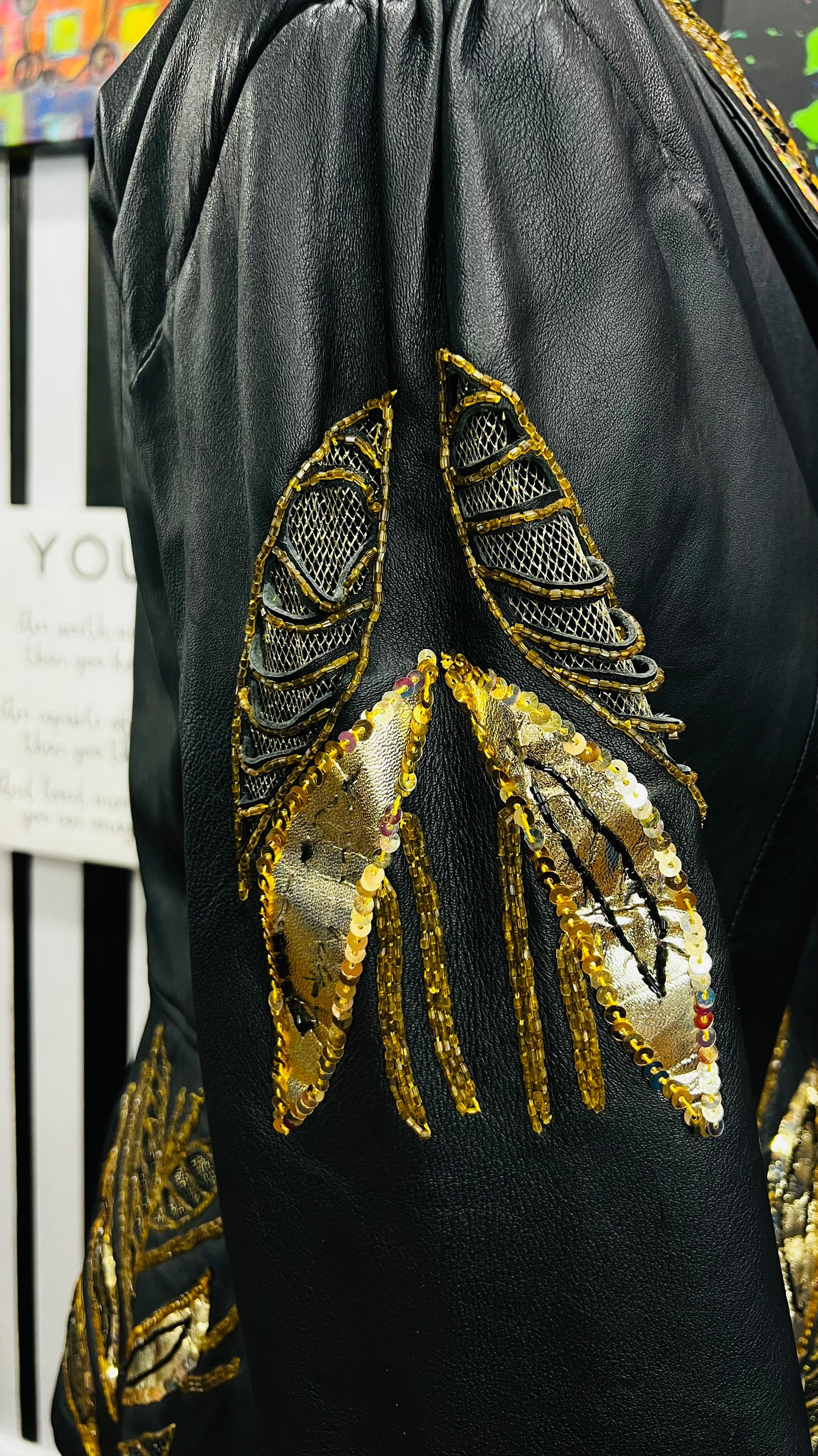 Vintage Genuine Leather & Sequin Skirt Suit (24)