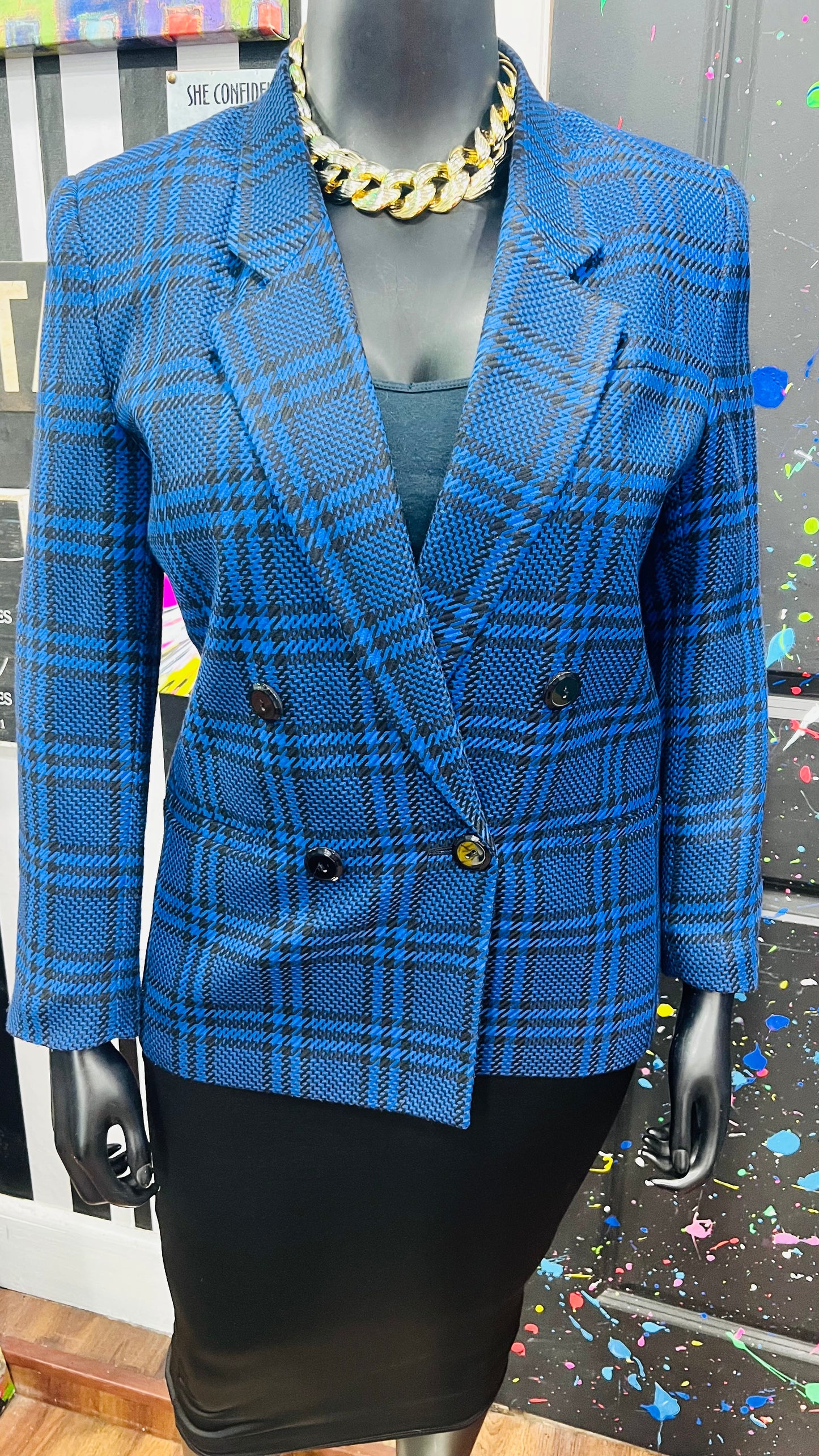 Vintage Blue & Black Blazer (14)