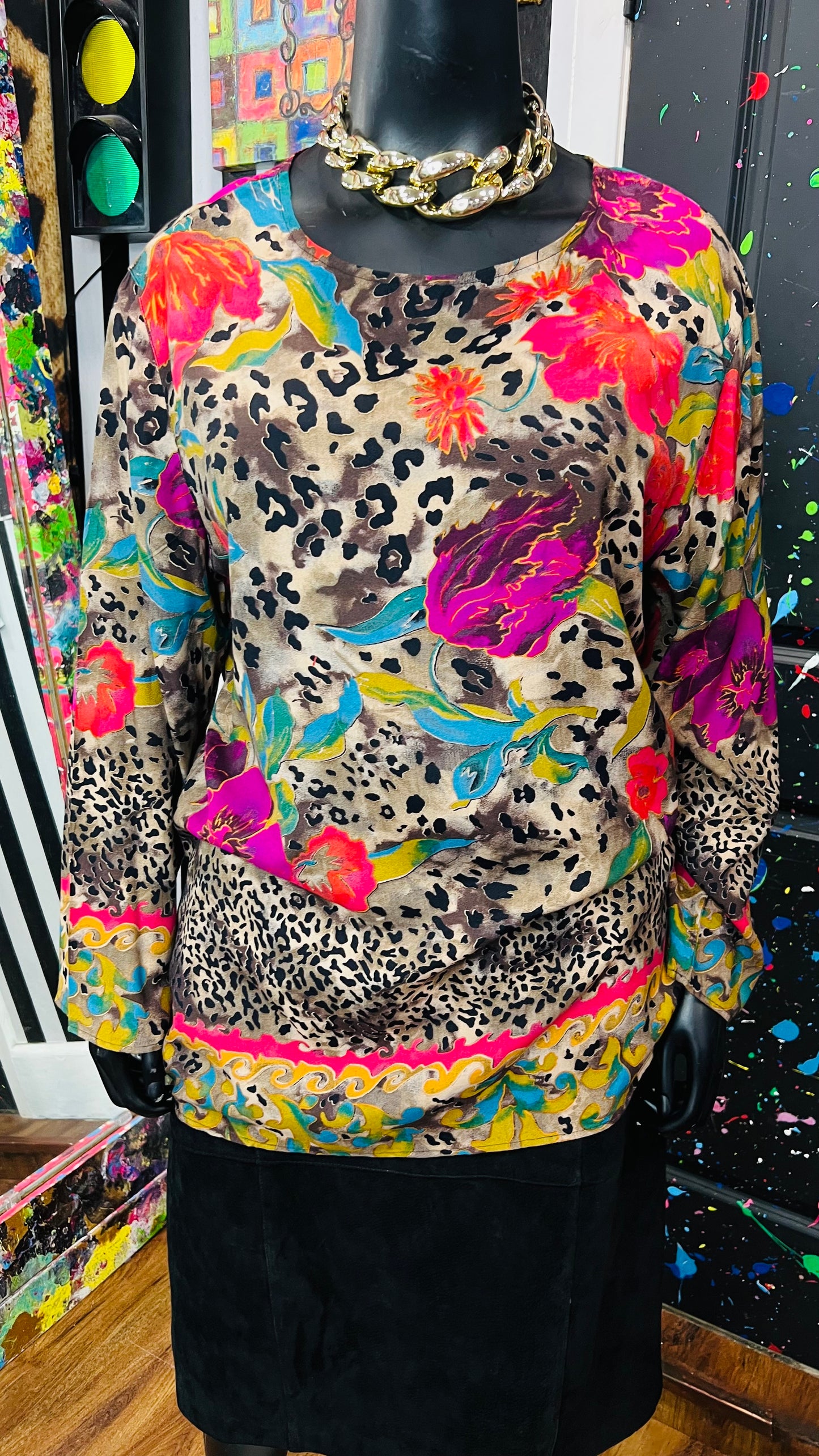 Vintage Carole Little Rayon Blouse (16) *Oversized