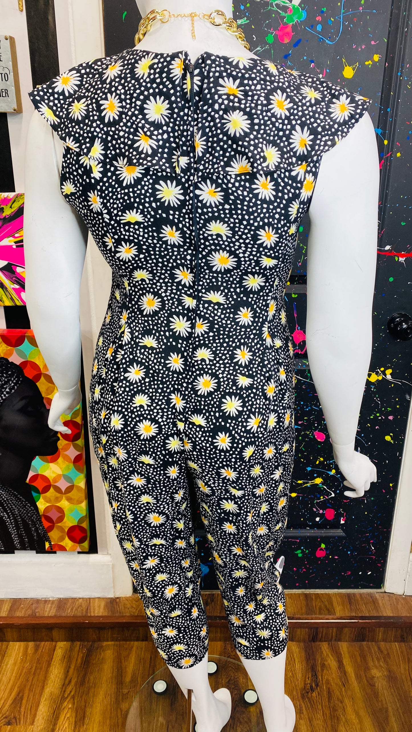 Vintage Rayon Sunflower Jumpsuit (12)