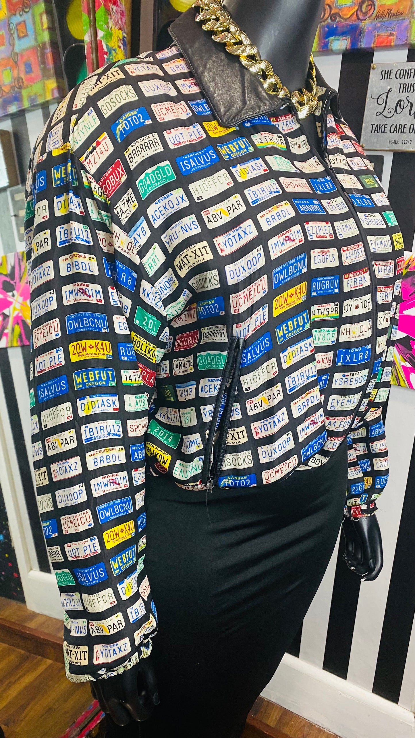Vintage Silk & Genuine Leather Tags Jacket (16)