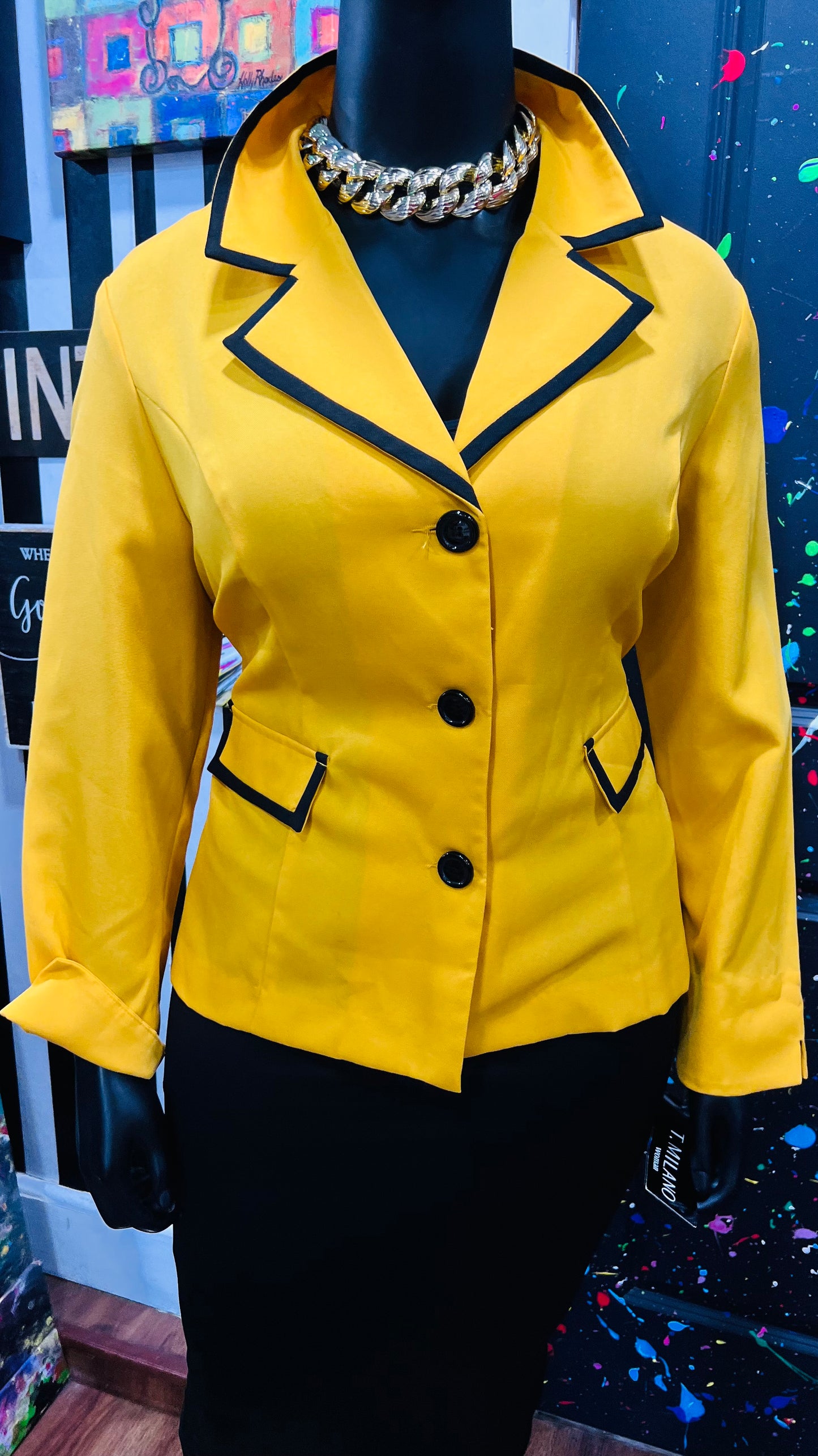 Vintage Yellow & Black Blazer (22W)