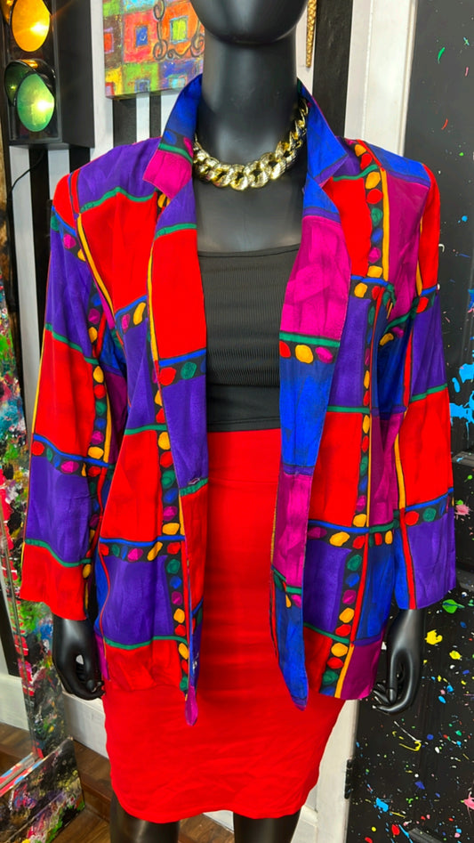 Vintage Colorblock Abstract Blazer (16)