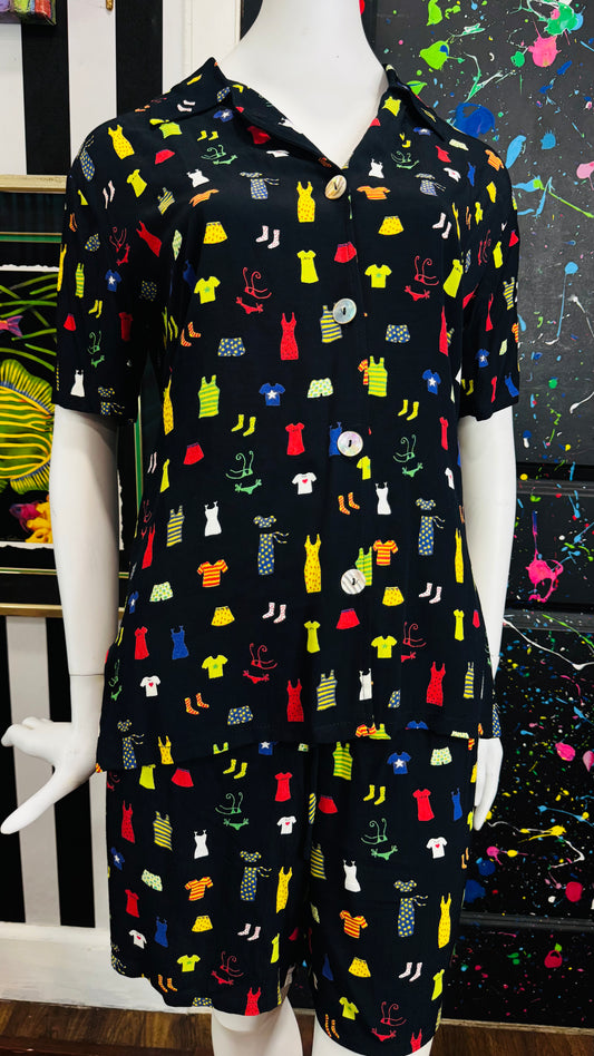 Vintage Color Block Accessory Short Set (12)