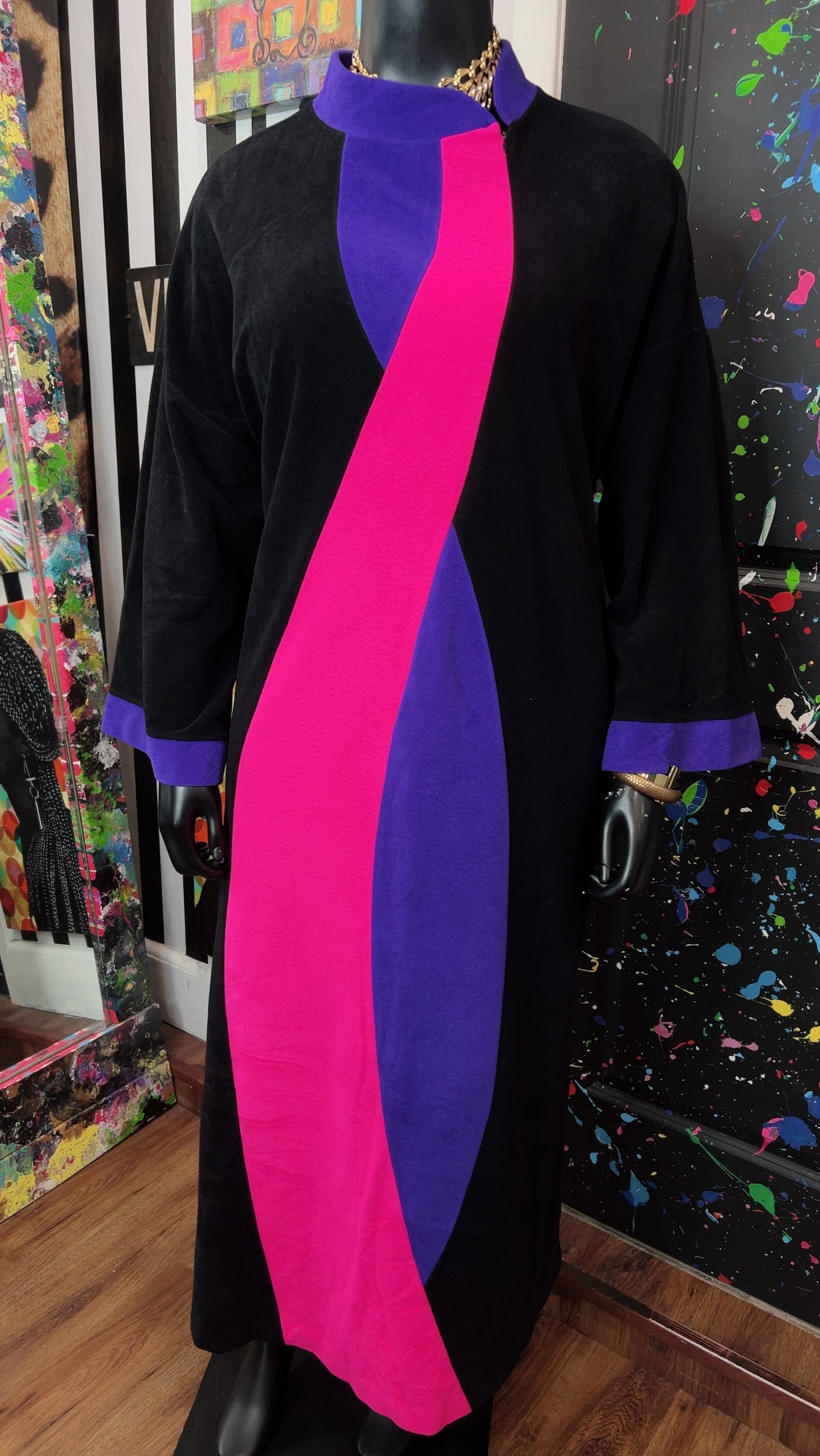 Vintage Black, Purple & Pink Night Gown Dress (22)