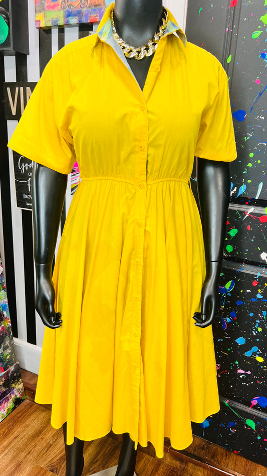 Vintage Yellow Cotton Dress (12/14)