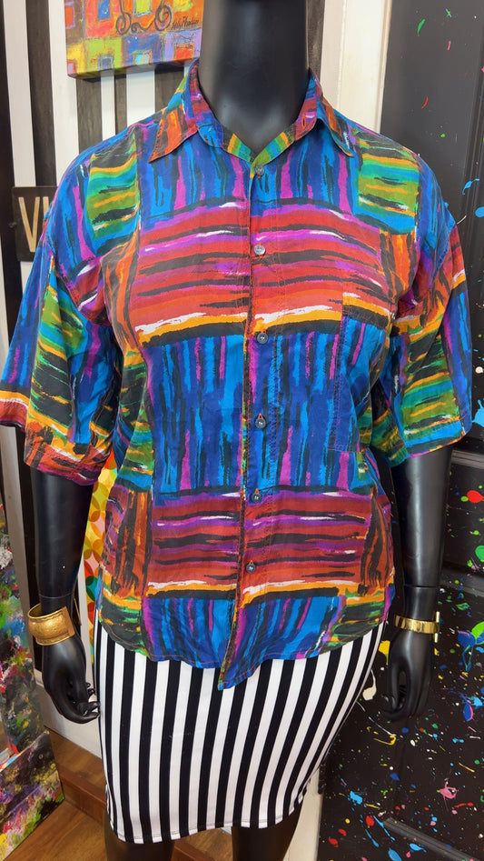 Vintage Abstract 90’s 100% Silk Blouse (16)