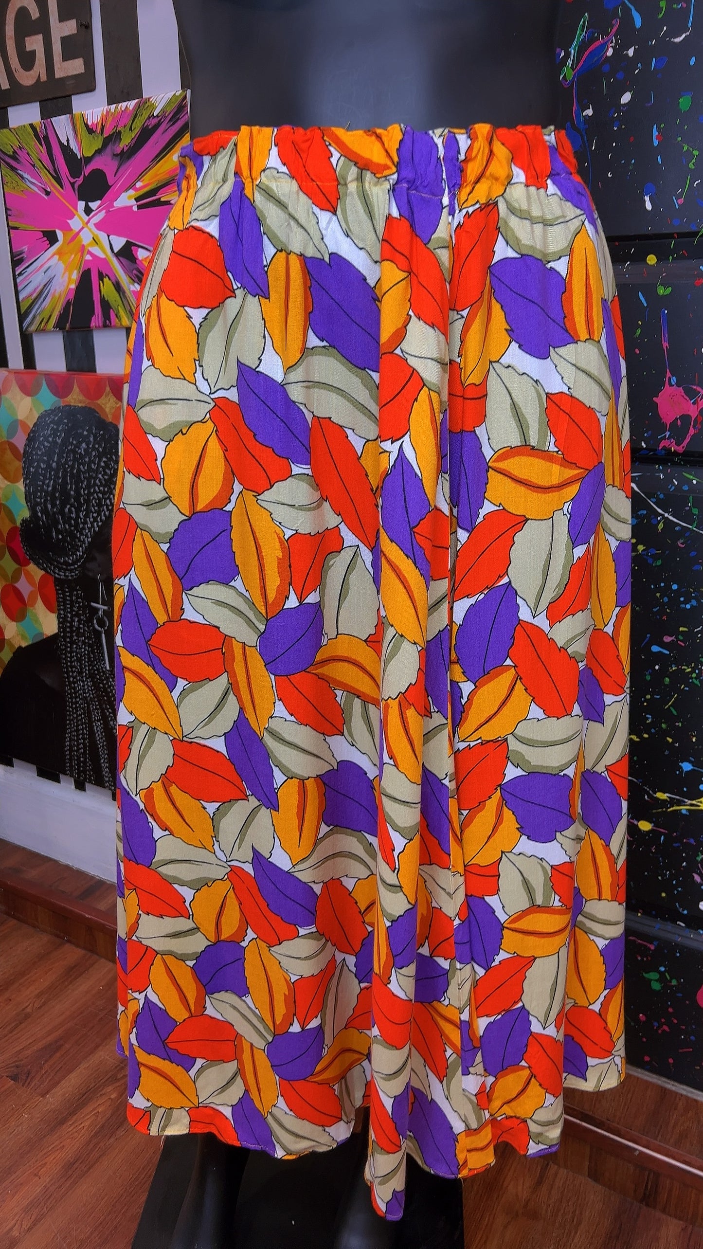 Vintage Floral Purple & Orange Skirt (20)