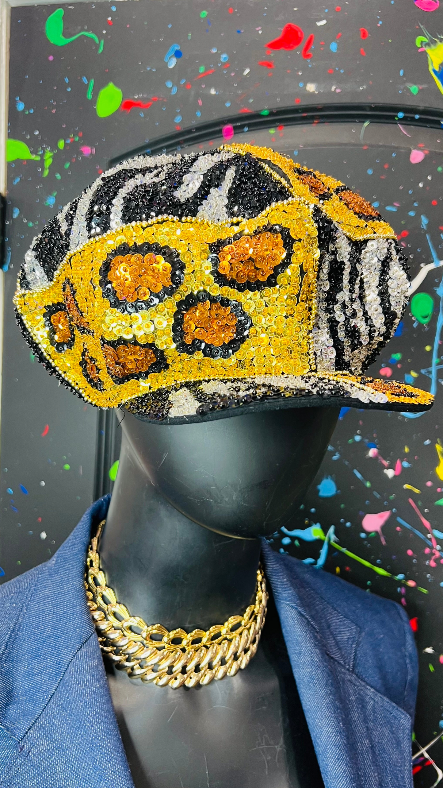 Vintage Sequin Animal Print Hat