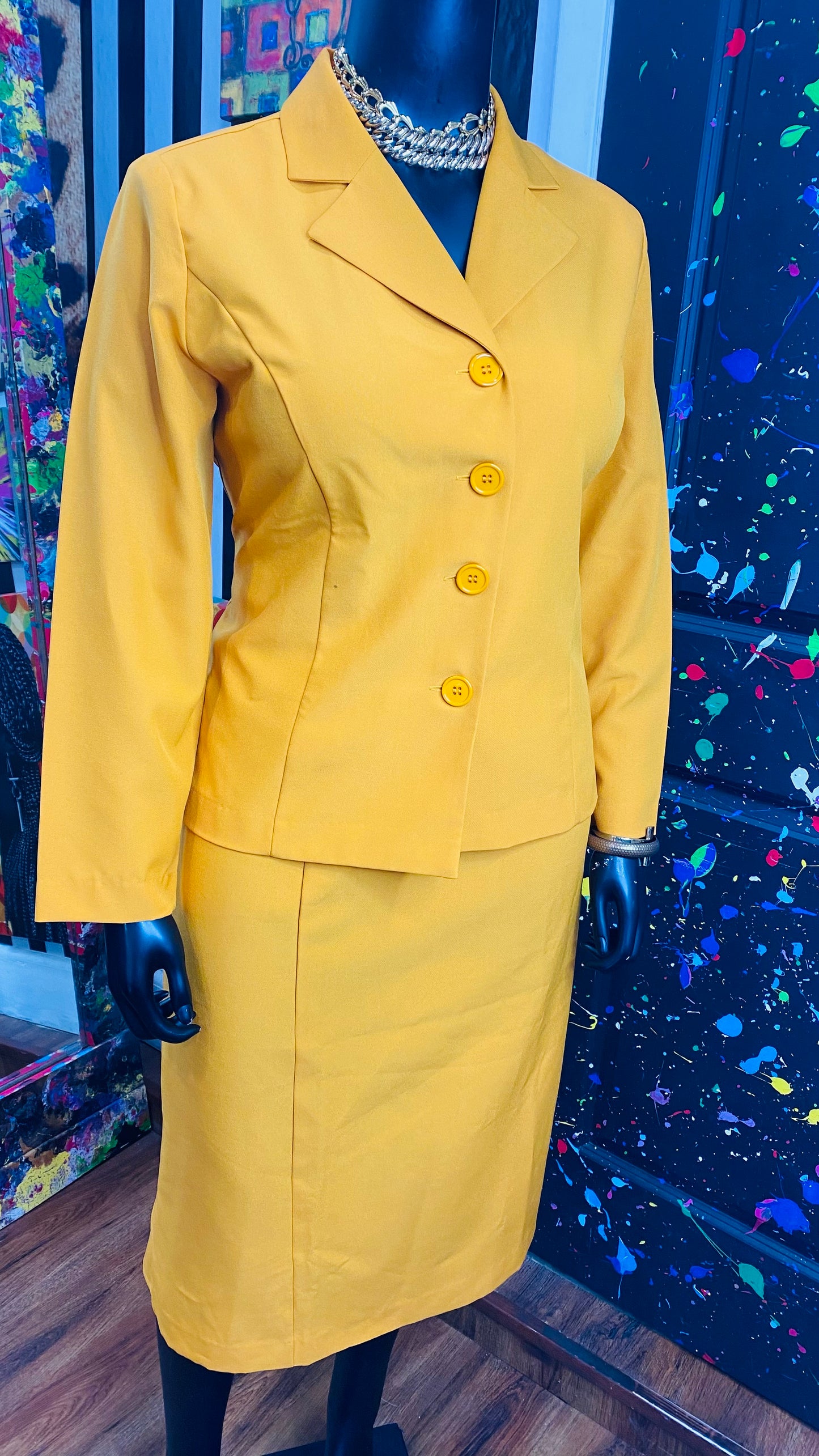 Vintage Mustard Skirt Suit (20)