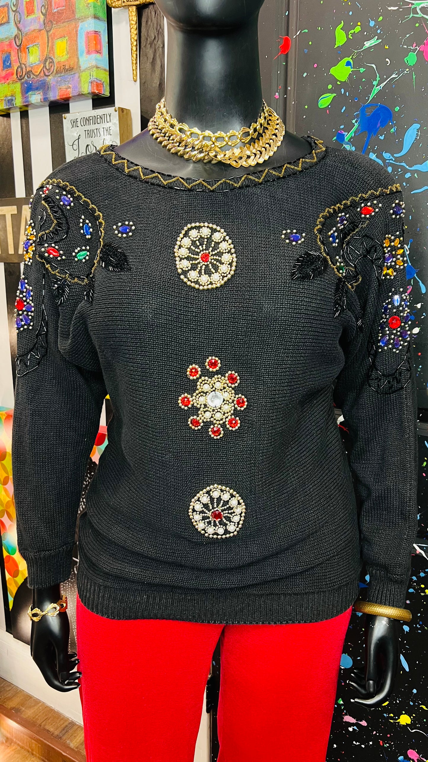 Vintage Sequin Knit  Sweater (16)