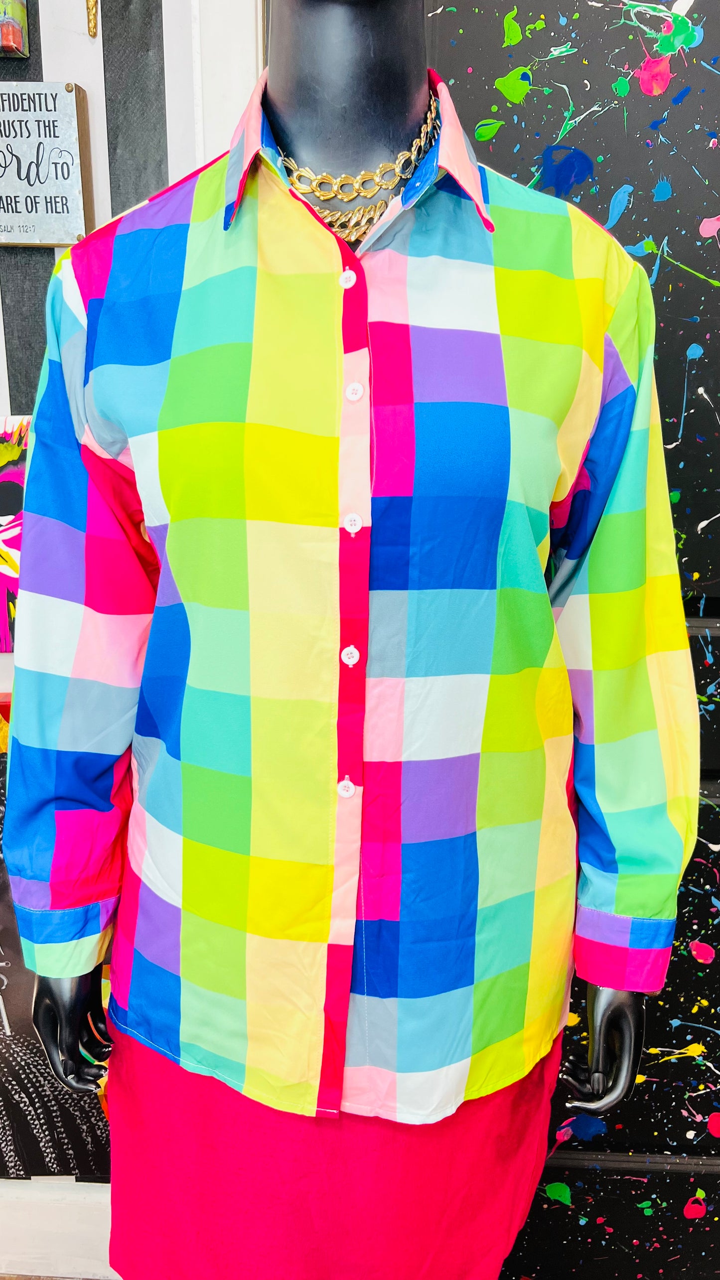 Colorful Long Sleeve Polyester Blouse (14)