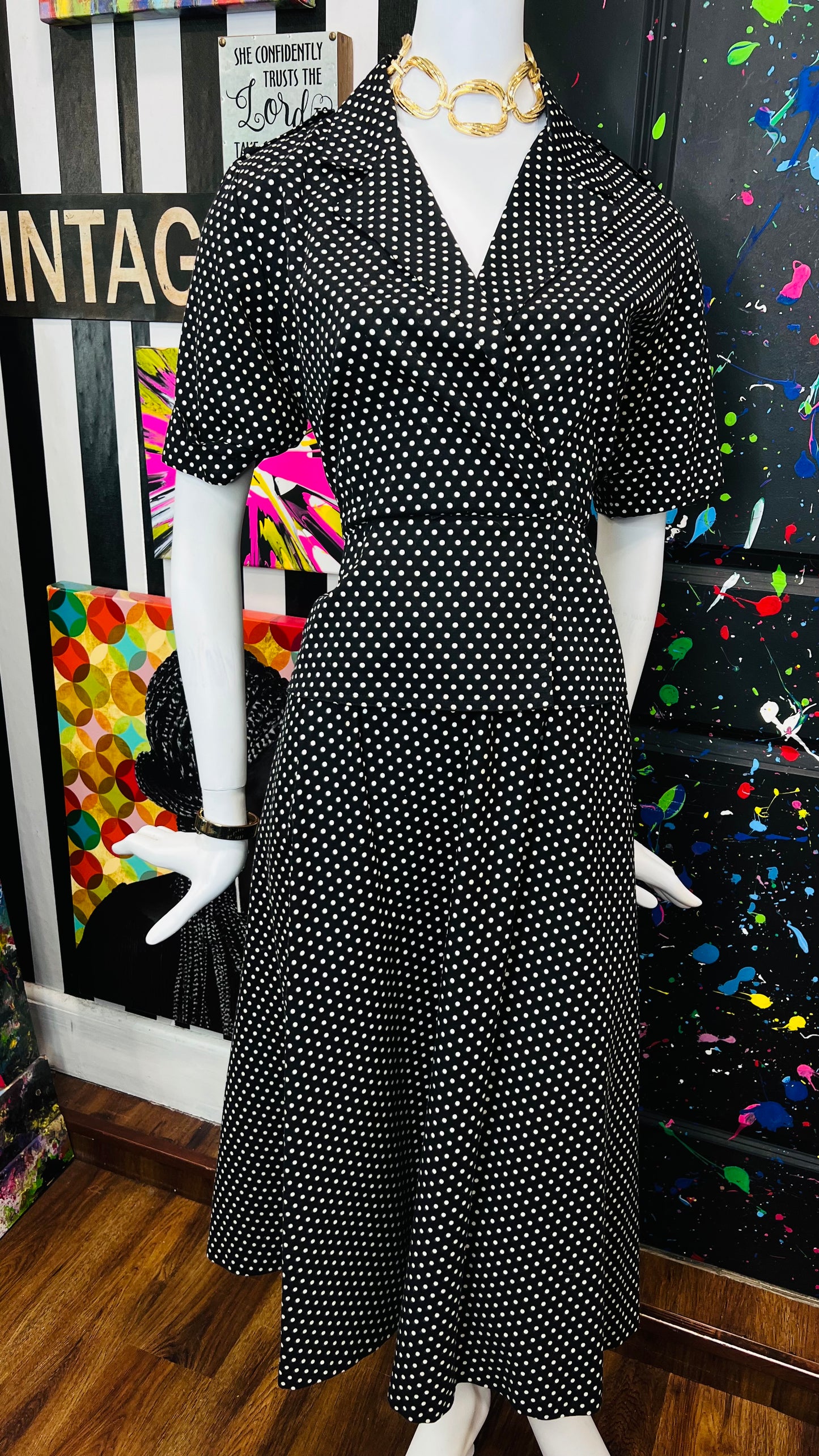 Vintage Peplum Waist- Polka Dot Dress (12)