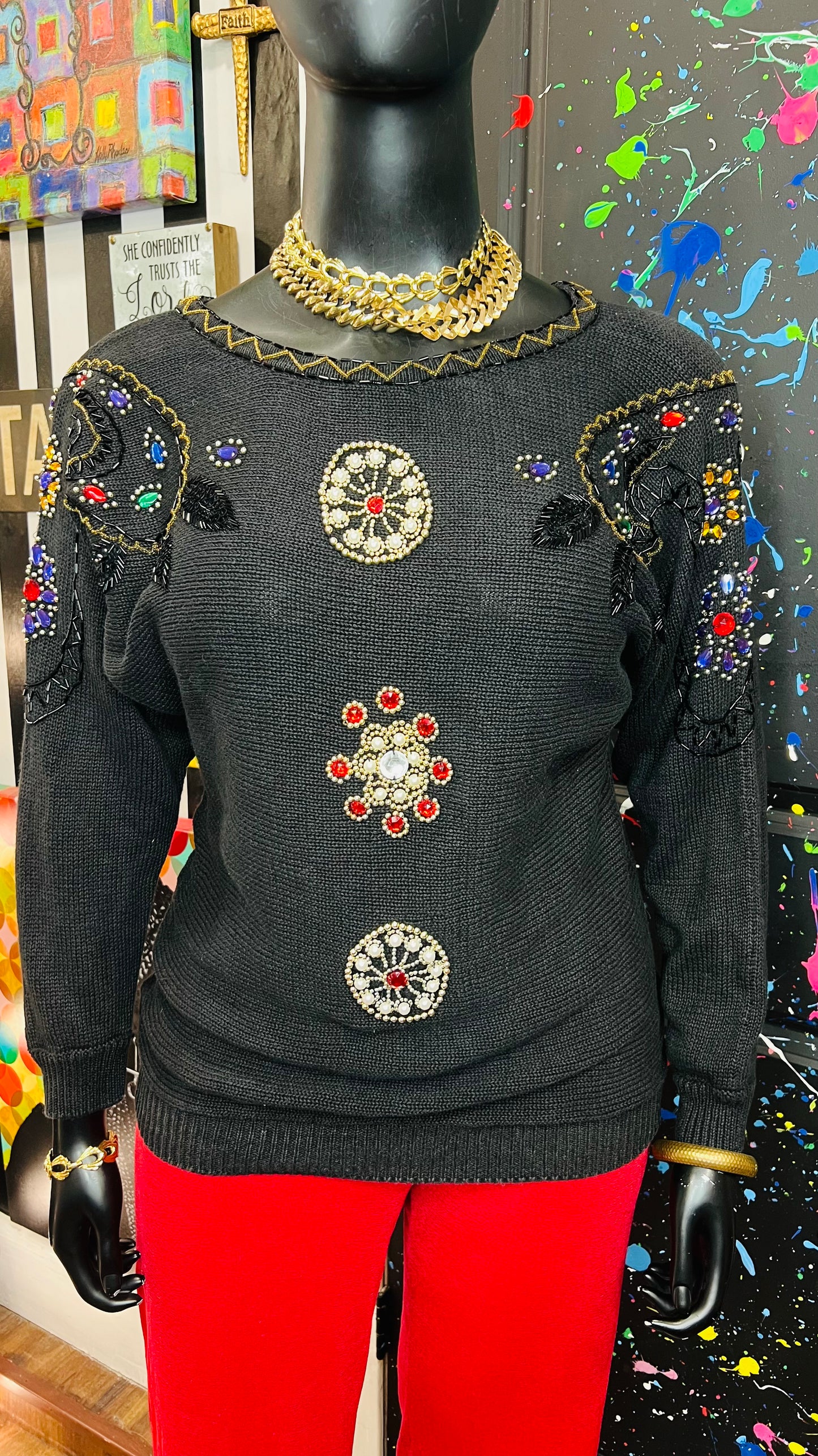 Vintage Sequin Knit  Sweater (16)