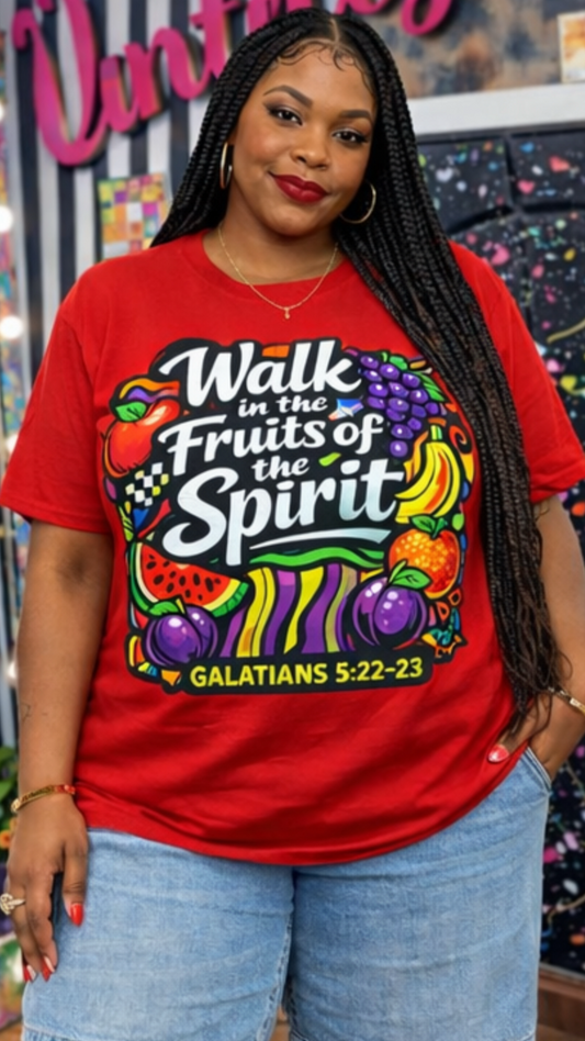 Walk in the Fruits of the Spirit Tee | Christian Streetwear Shirt | Galatians 5:22-23 (L-3X)