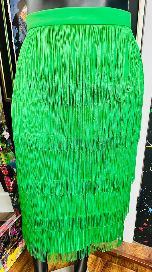 Vintage Inspired Green Fringe Skirt (18)