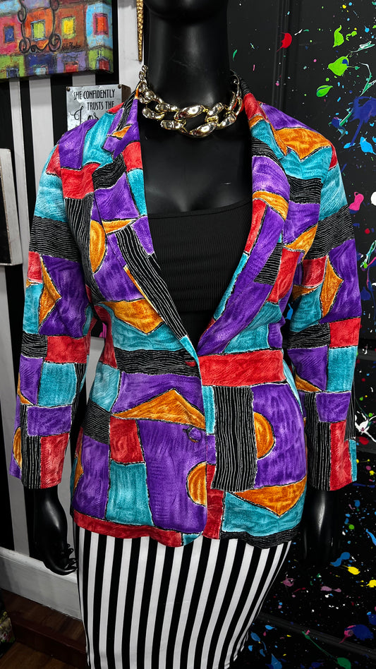 Vintage Abstract Squares Blazer (14)