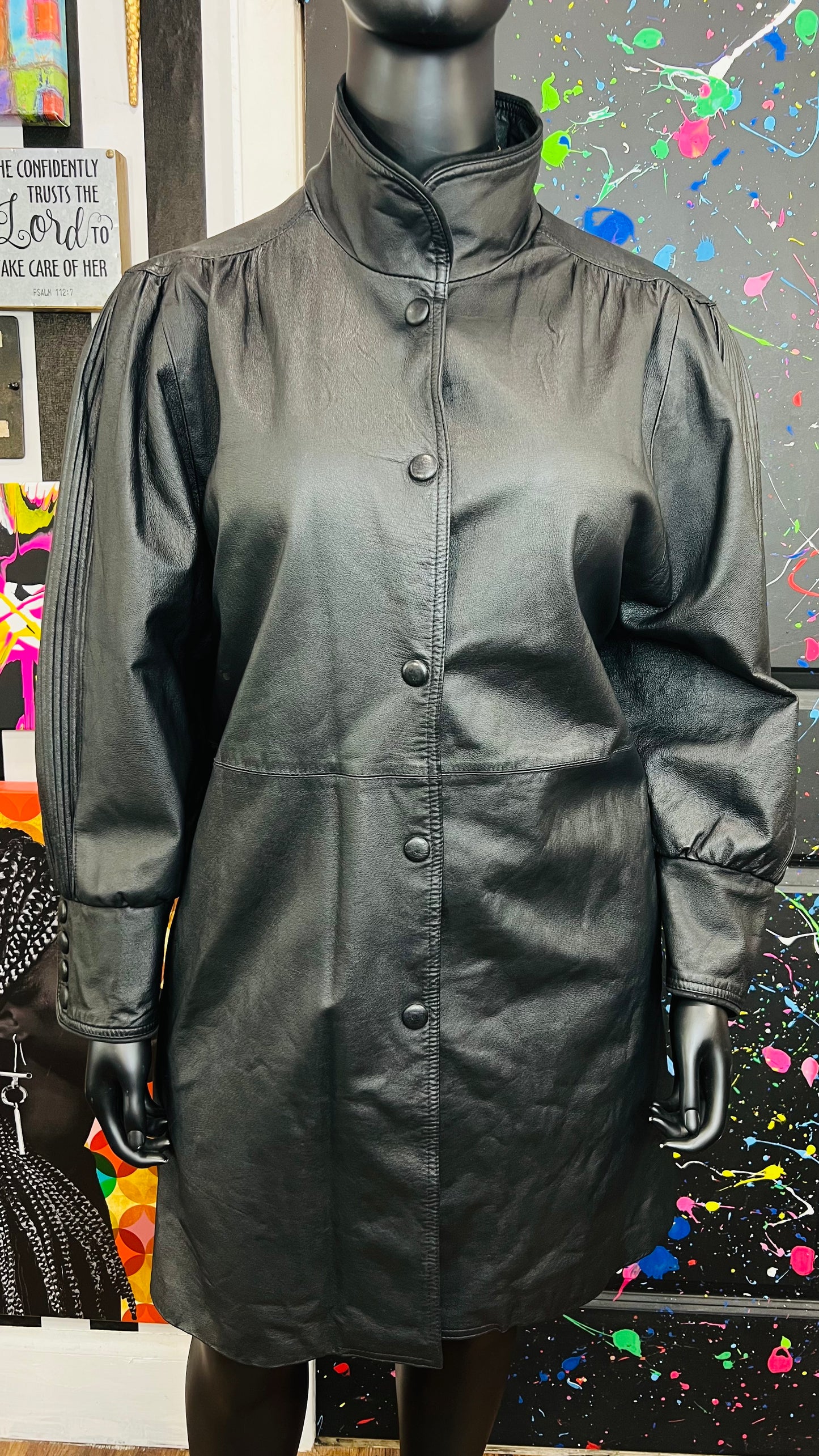 Vintage Genuine Leather Swing Coat (24)