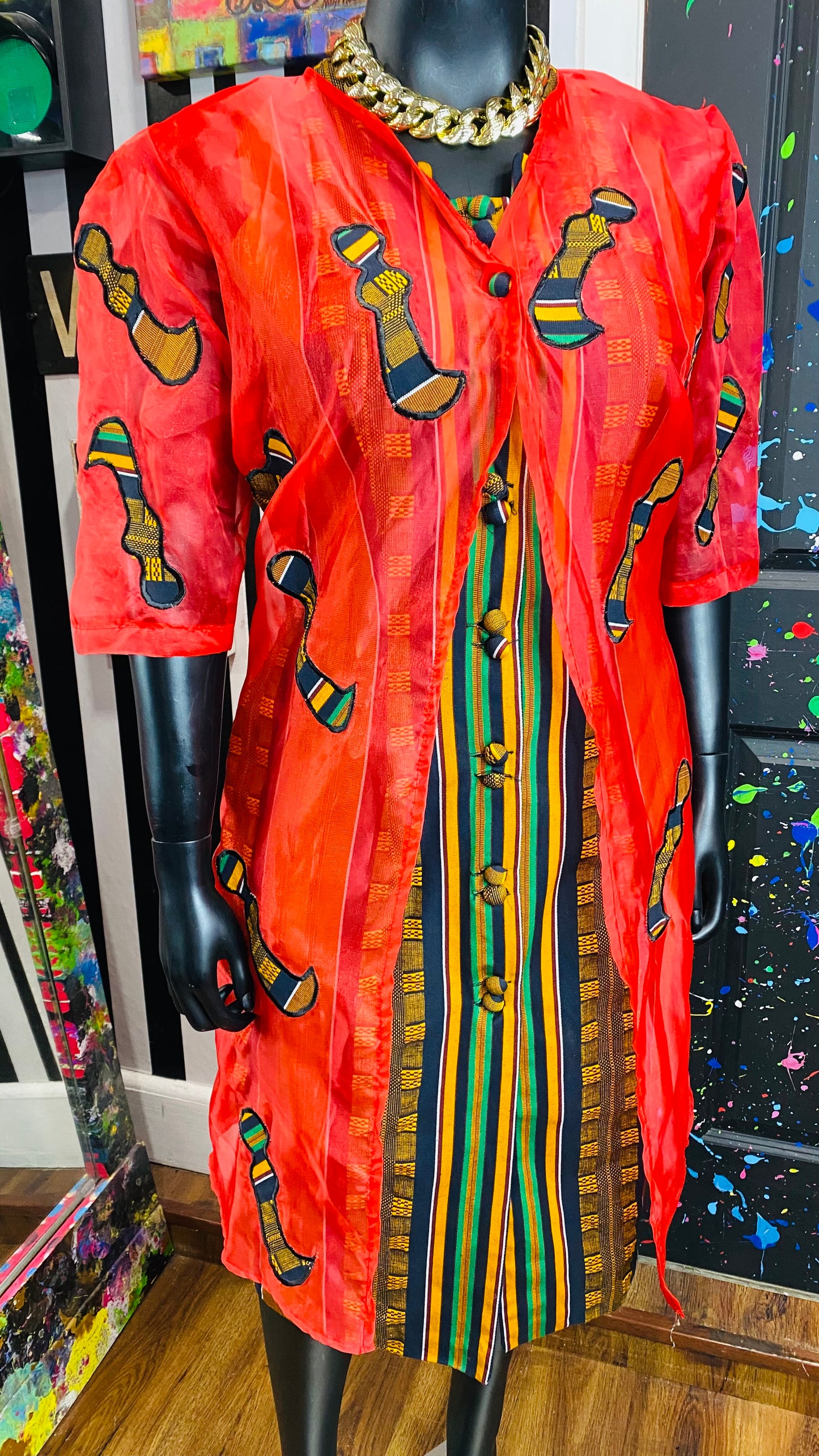 Vintage Traditional African Dress & Duster Set (14)