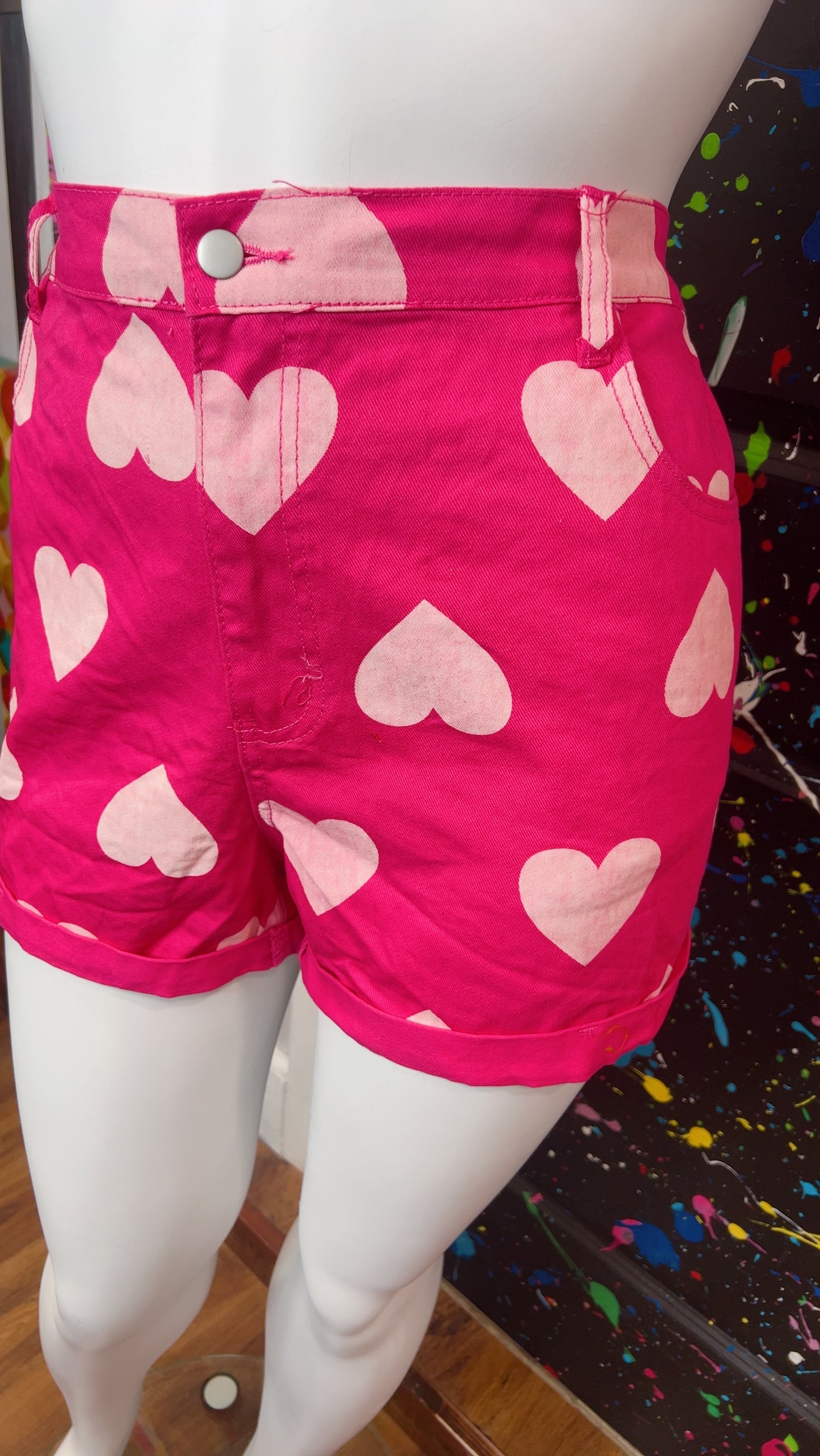 Denim Pink Heart Shorts (20)