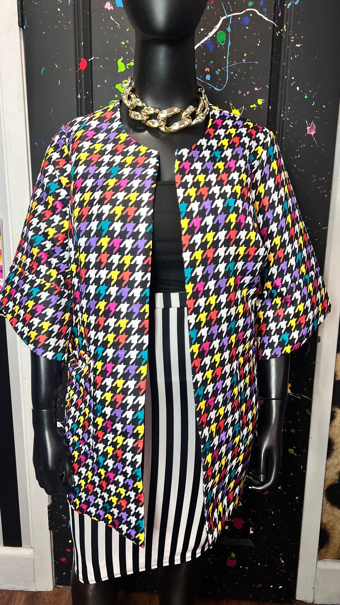 Vintage Colorblock Open Duster (18W)