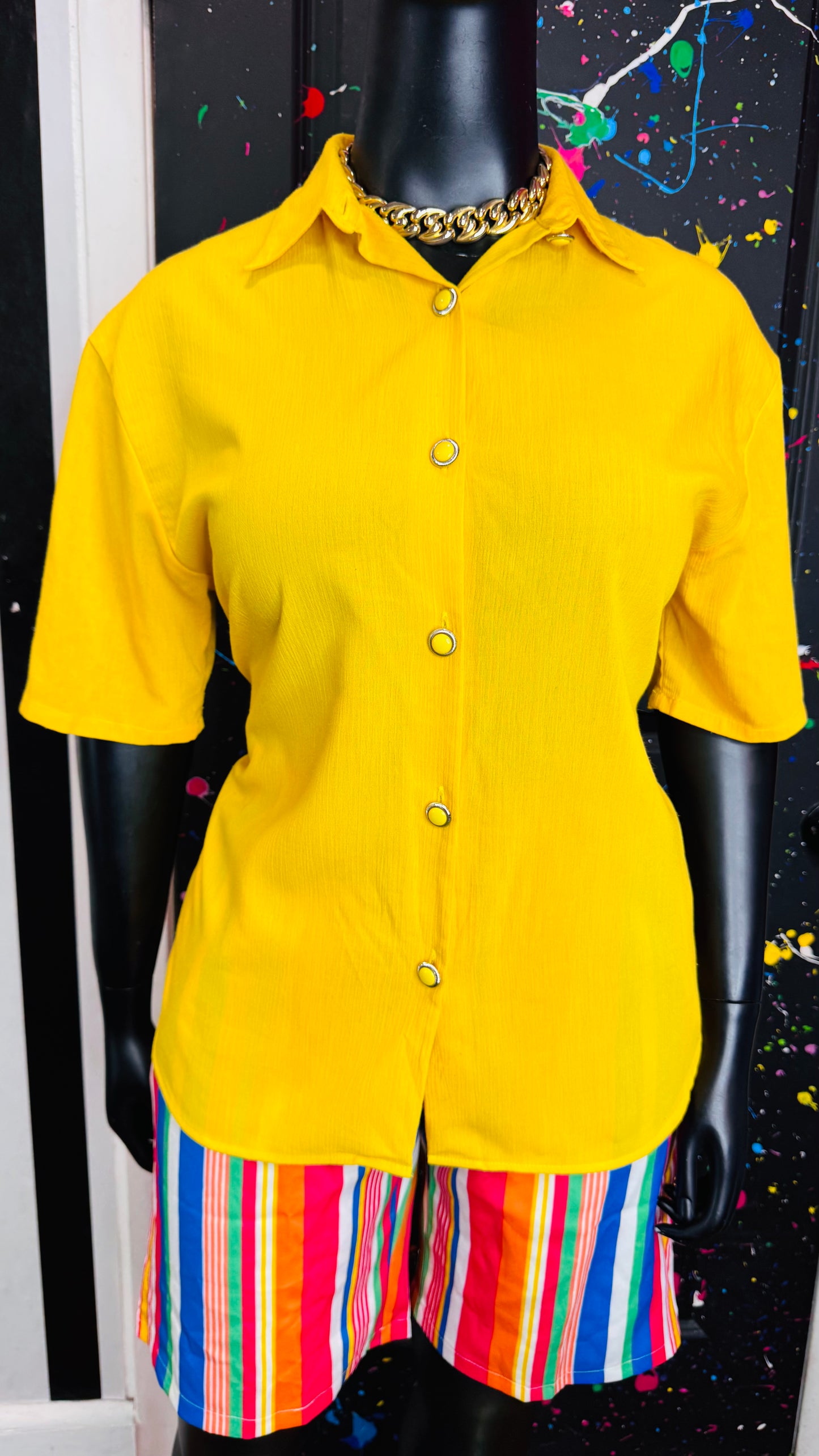 Vintage Yellow Rayon Blouse (16)
