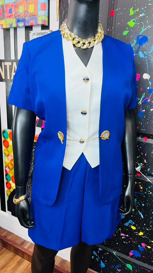 Vintage Blue & White Short Suit - DeadStock-New w/Tags (18)