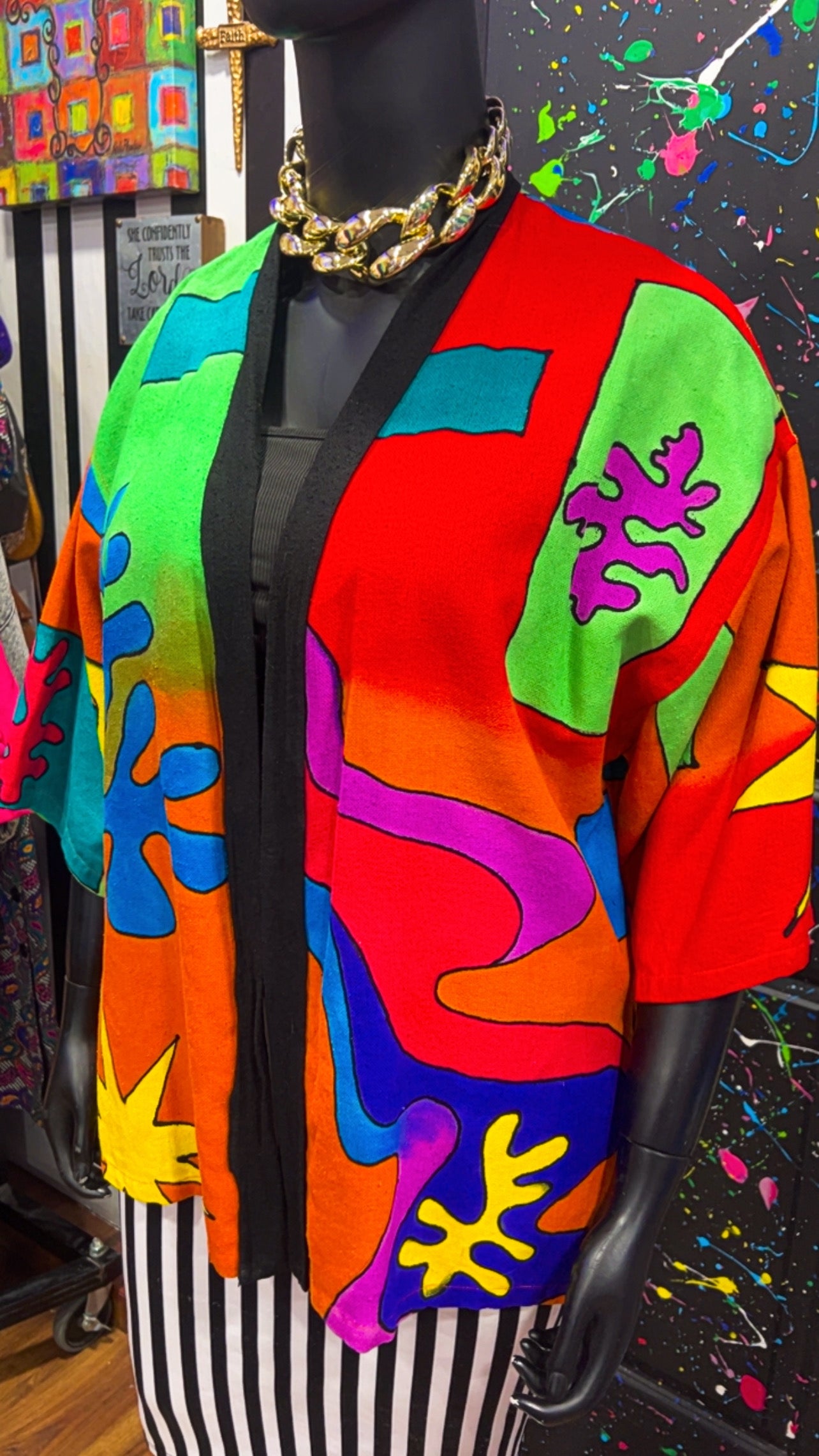 Vintage Vibrant Hand Painted Duster (22/24) *KC