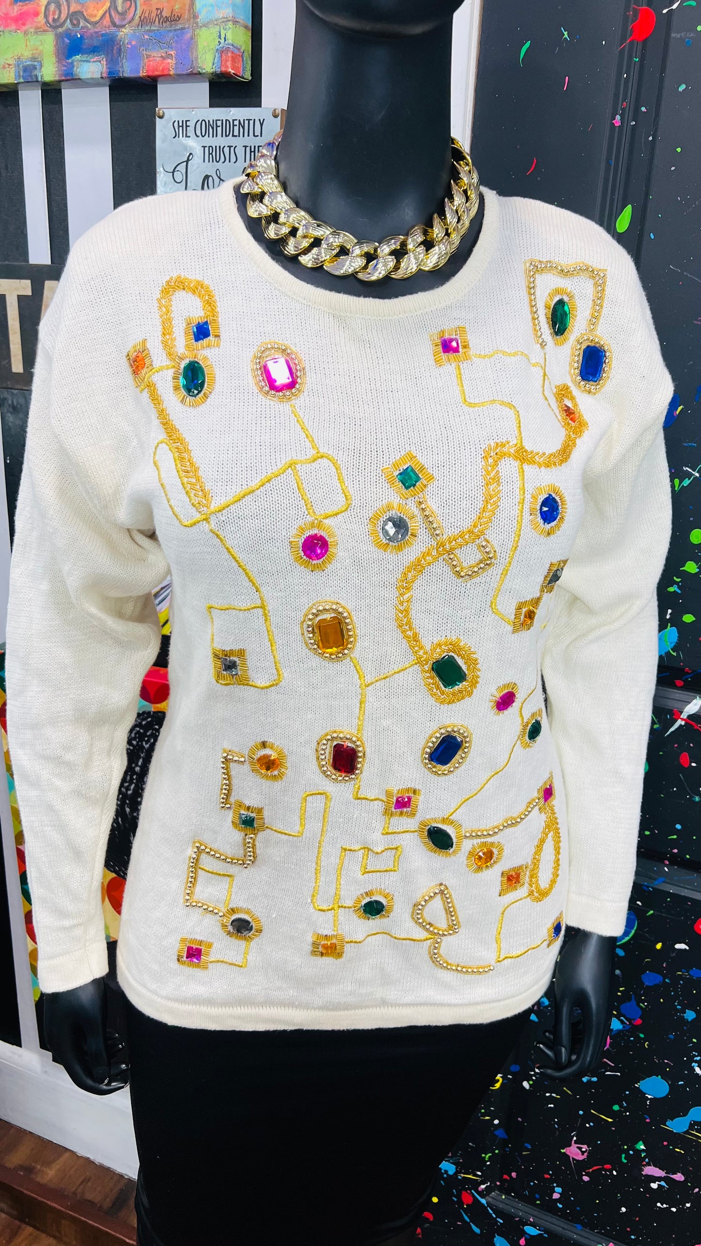 Vintage Jeweled Sweater (16/18)