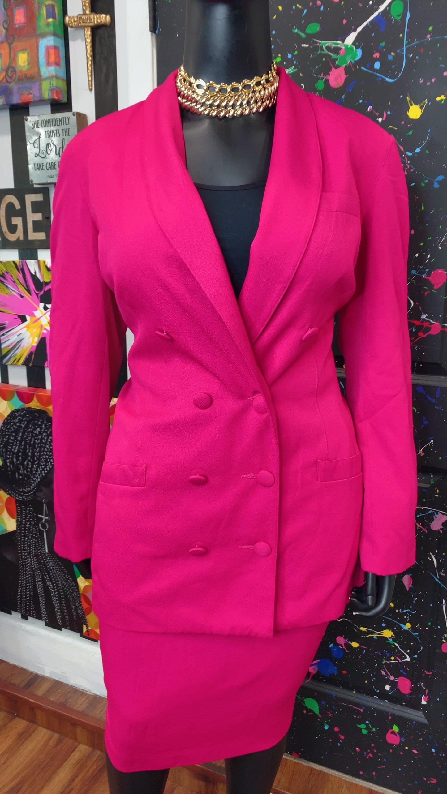 Vintage Pink Blazer & Skirt Set (20)