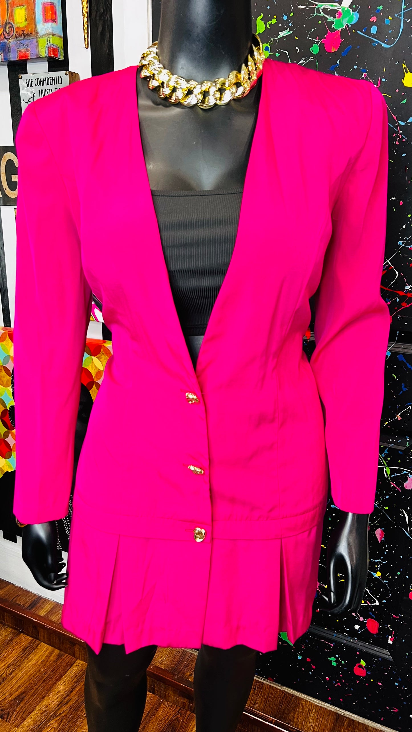 Vintage Pink Pleated Bottom Dress (15/16)