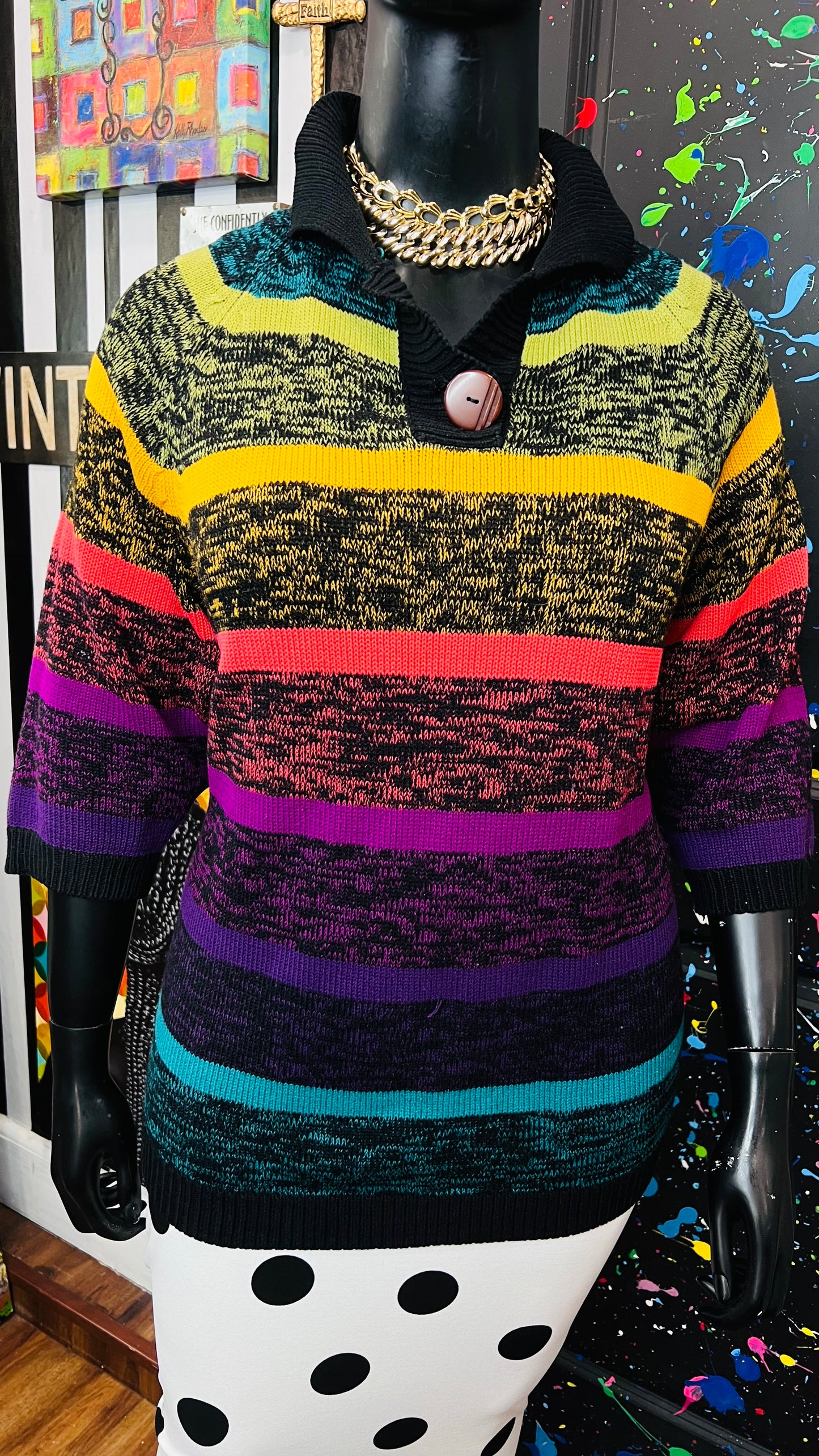 Vintage Rainbow Knit Sweater (OS)