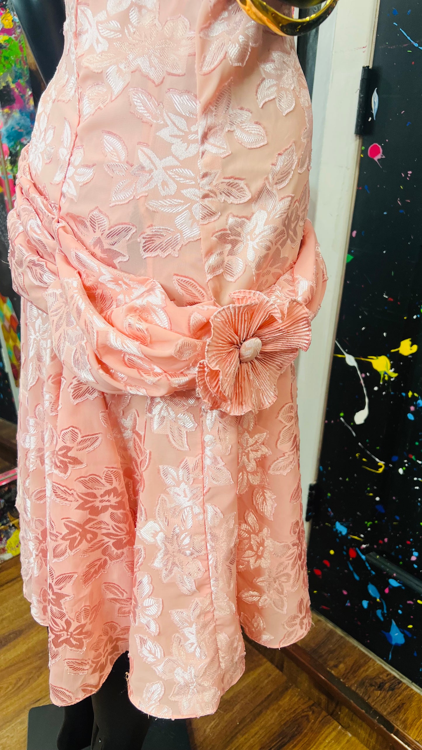 Vintage Floral Peach Dress (12)