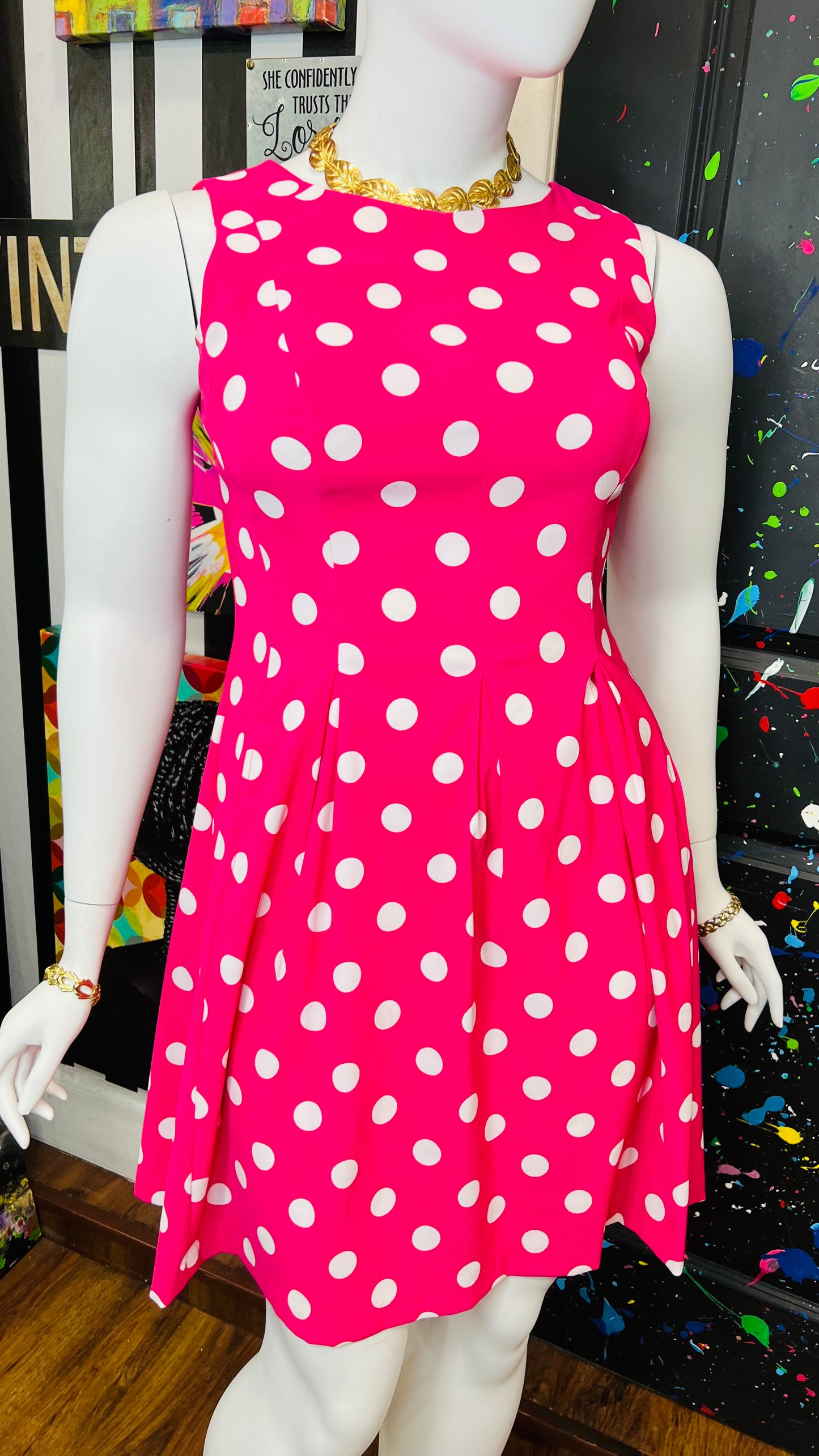 Vintage Y2K Pink & White Polka Dot Dress (14)