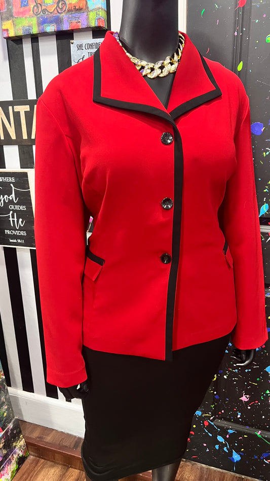 Vintage Black & Red Blazer (24W)