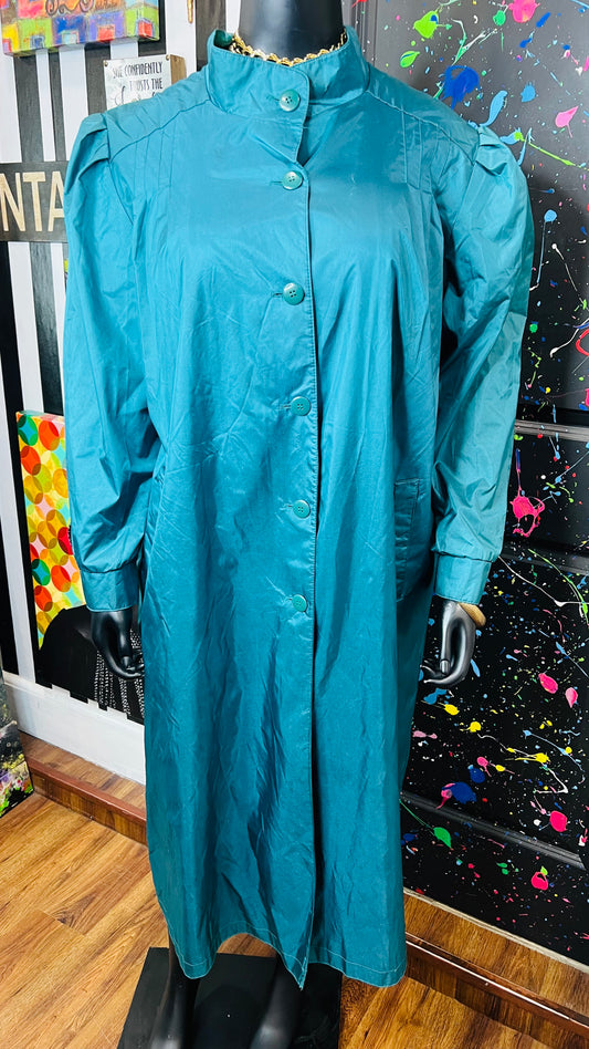 Vintage Teal Trench Coat (24)