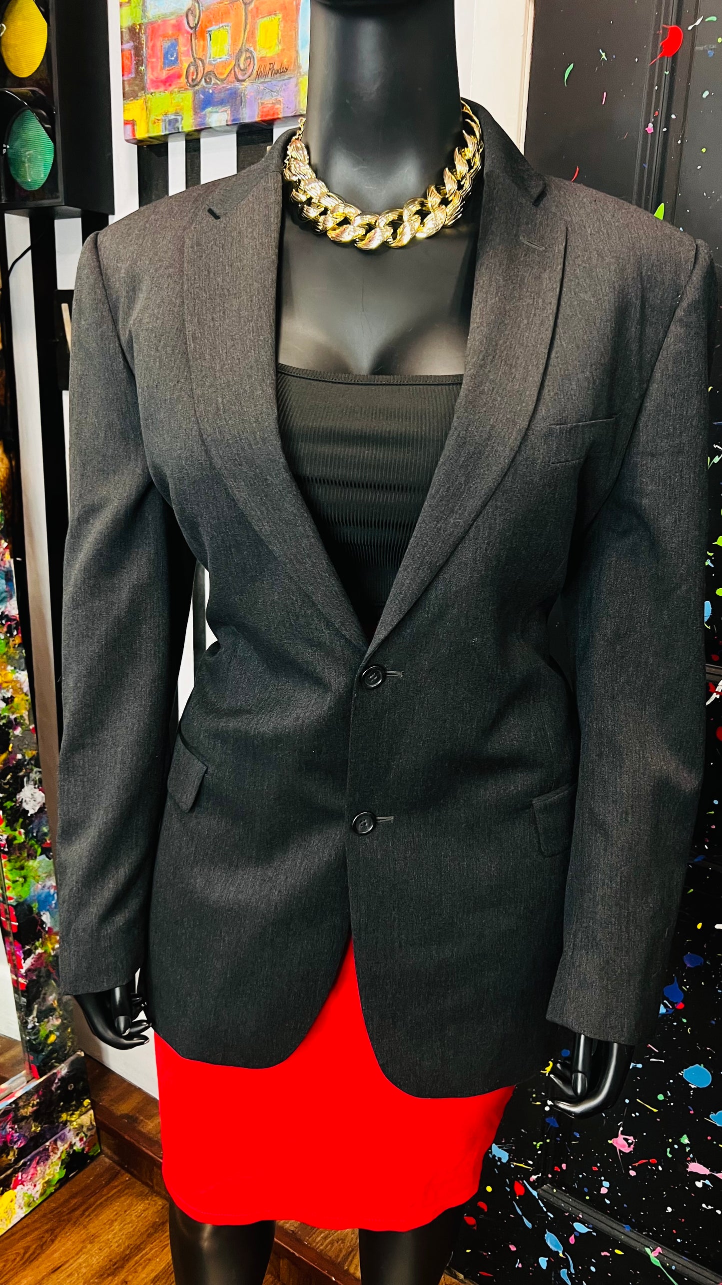 Vintage Dark Grey Blazer (18)