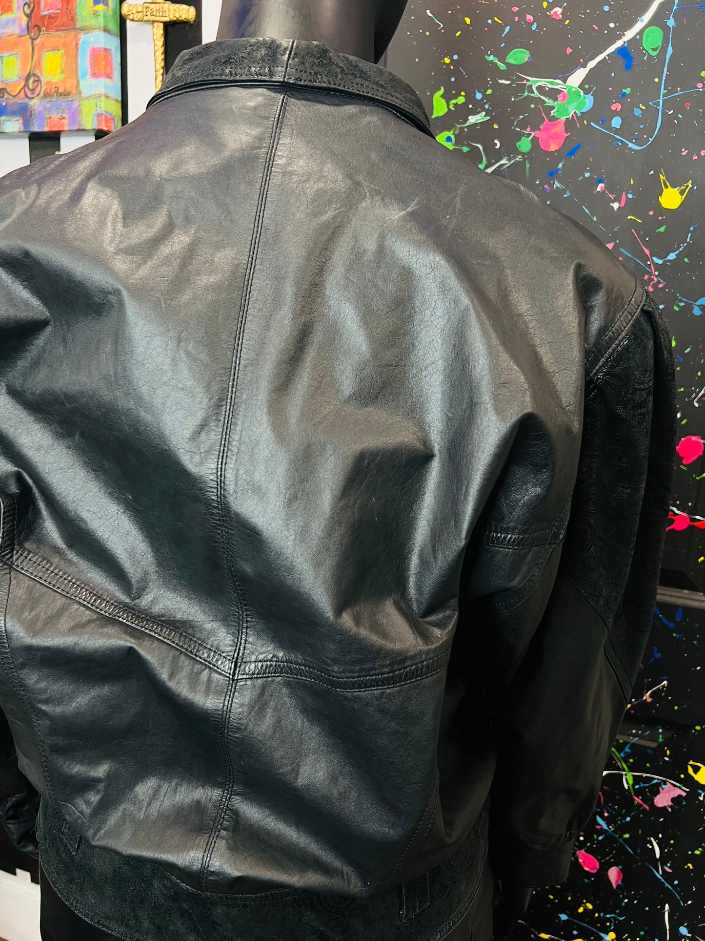 Vintage Genuine Leather Cropped Black Jacket (18)